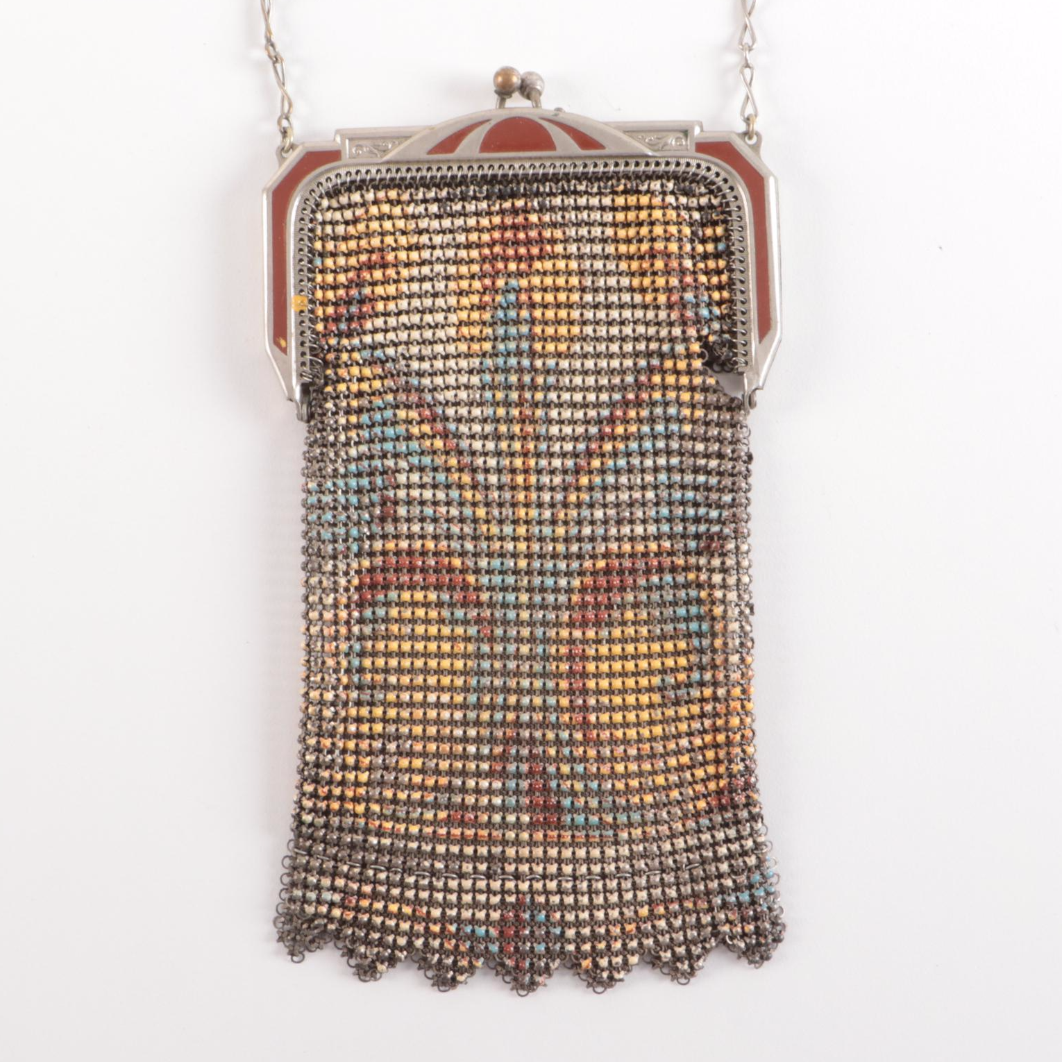 Whiting & Davis Enamel Mesh Frame Bags with Vandyke Fringe