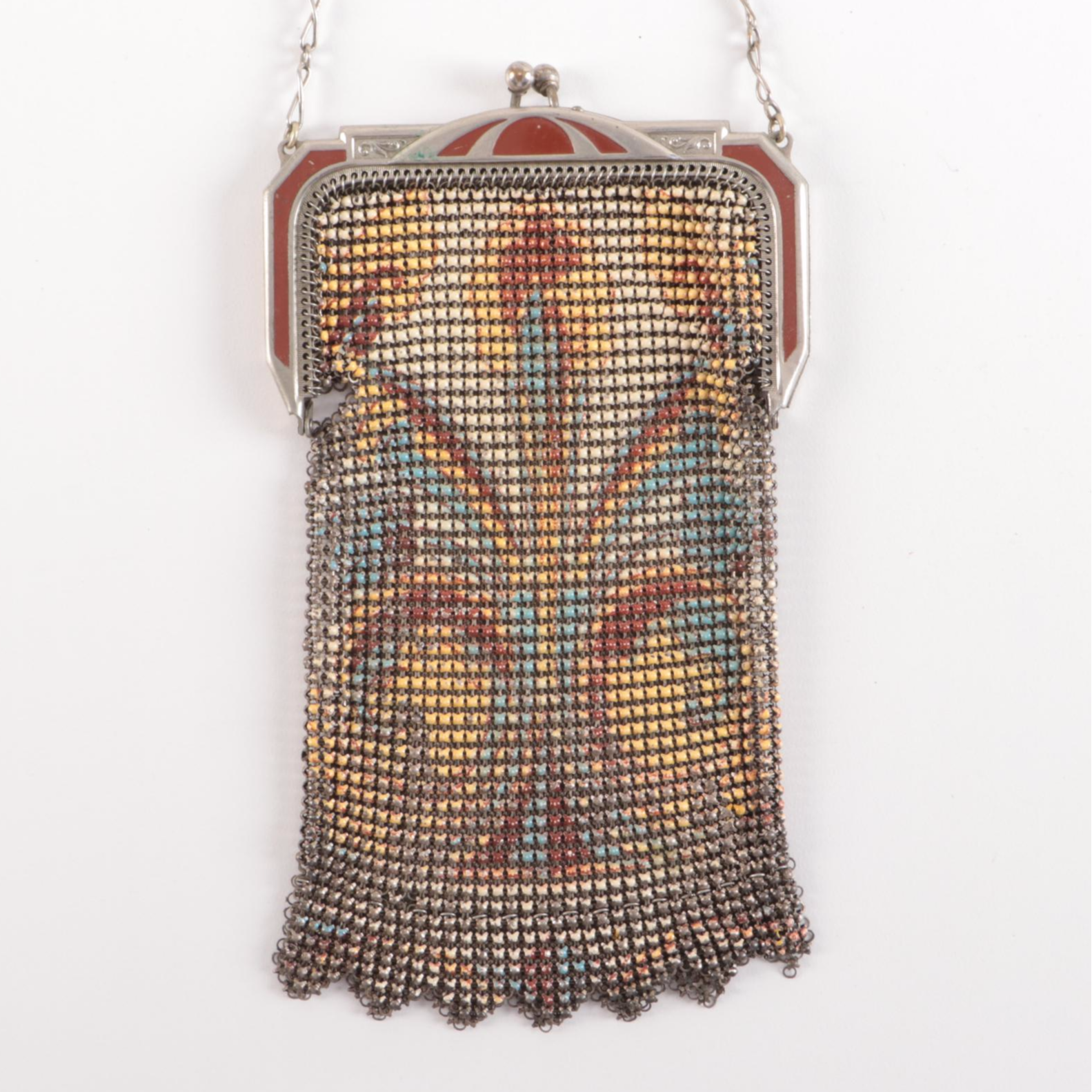 Whiting & Davis Enamel Mesh Frame Bags with Vandyke Fringe