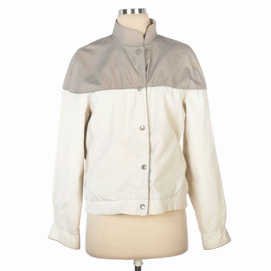 Casual Corner Reversible White and Grey Snap-Front Jacket