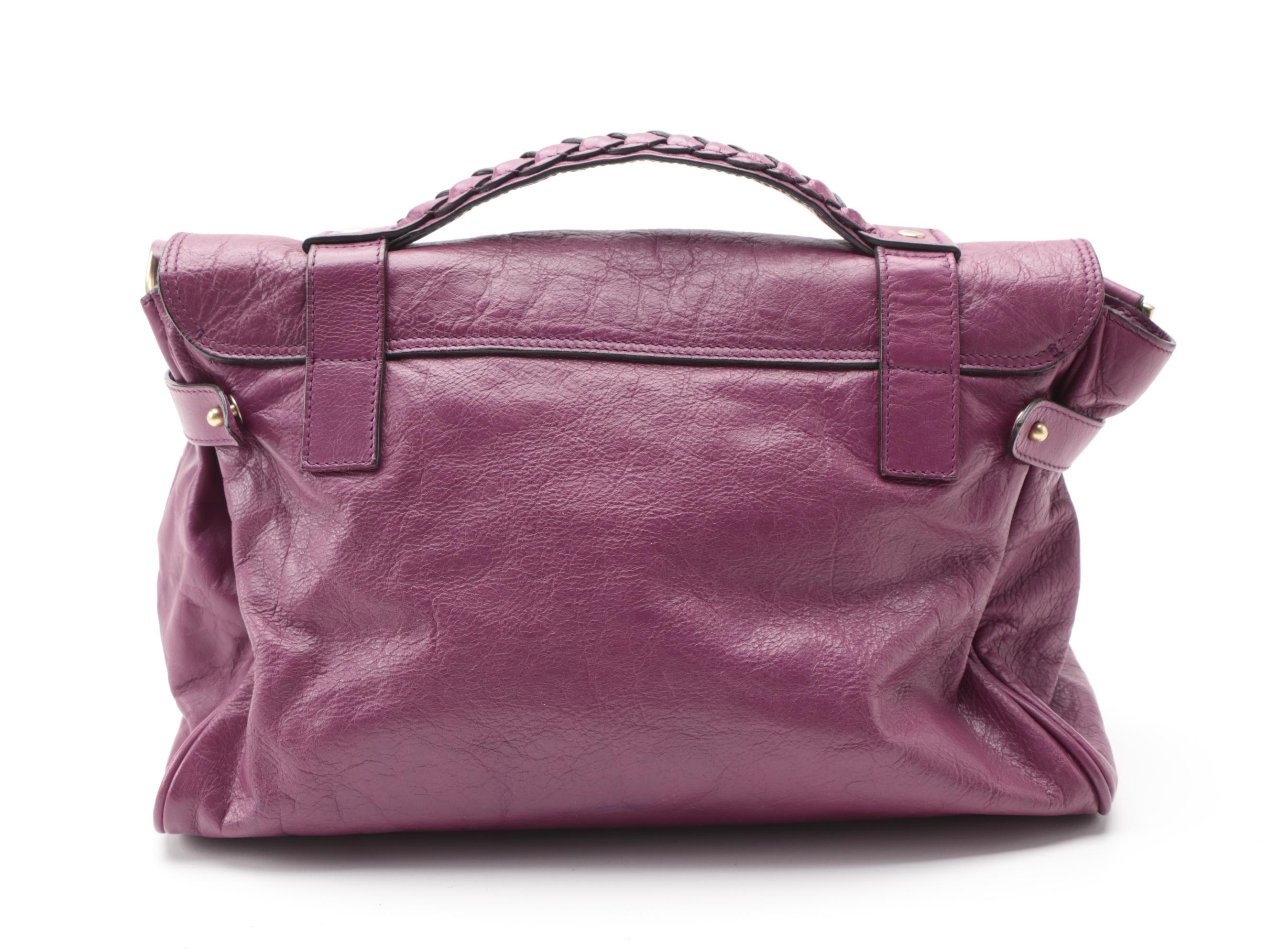 Mulberry Front-Flap Satchel in Plum Calfskin Leather