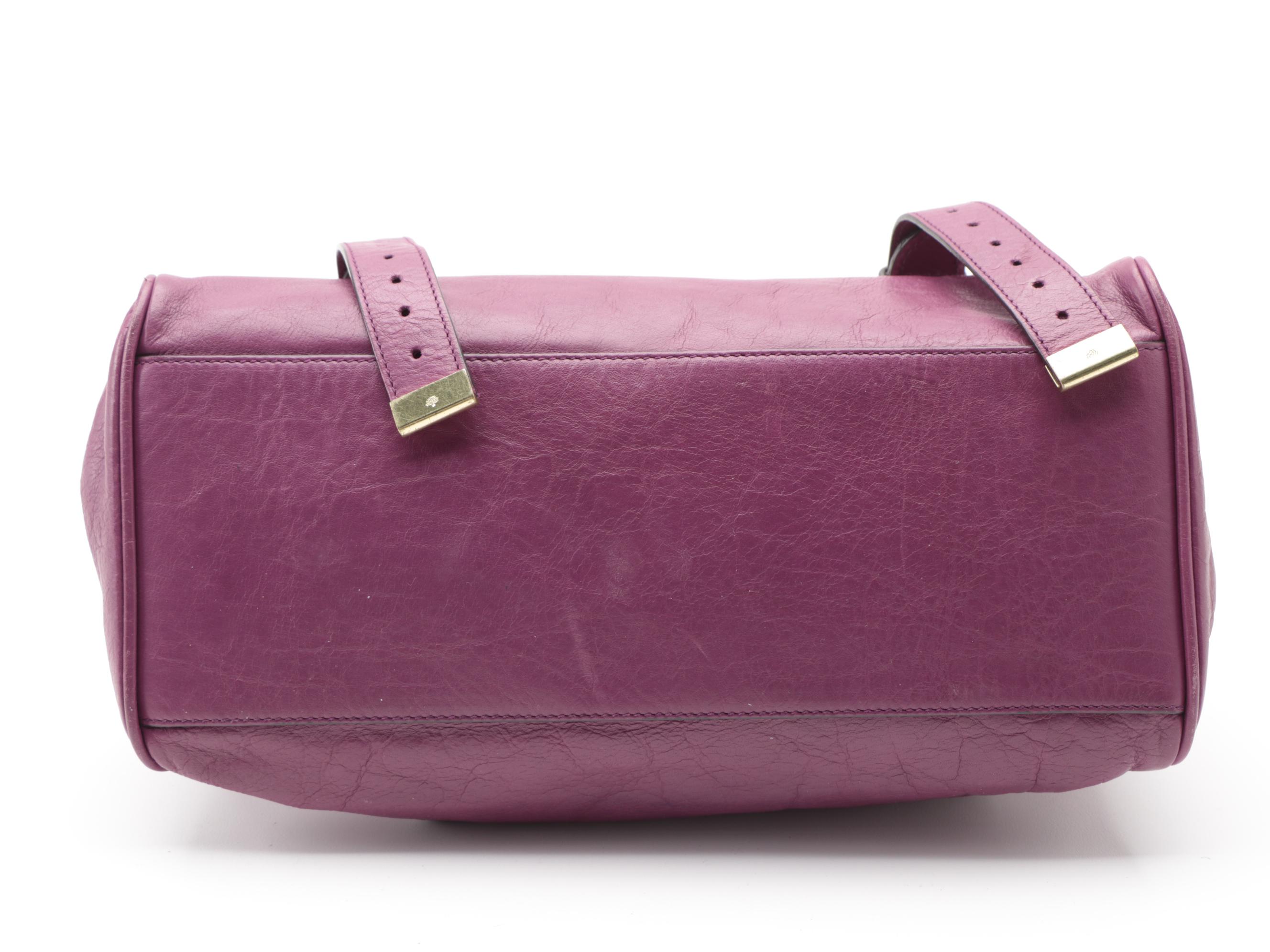 Mulberry Front-Flap Satchel in Plum Calfskin Leather