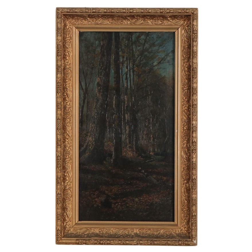 Landscape Oil Painting of Forest, Mid-19th Century