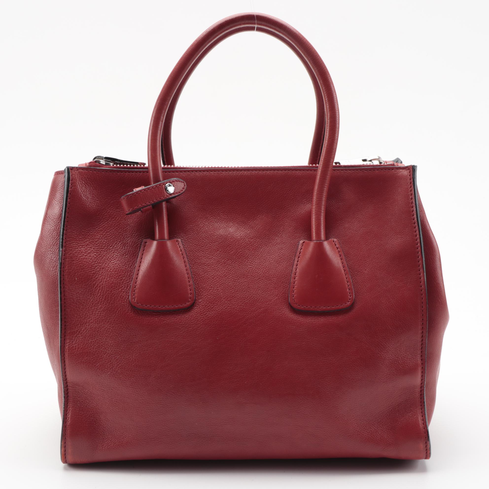 Prada Twin Pocket Tote in Red Glacé Calf Leather