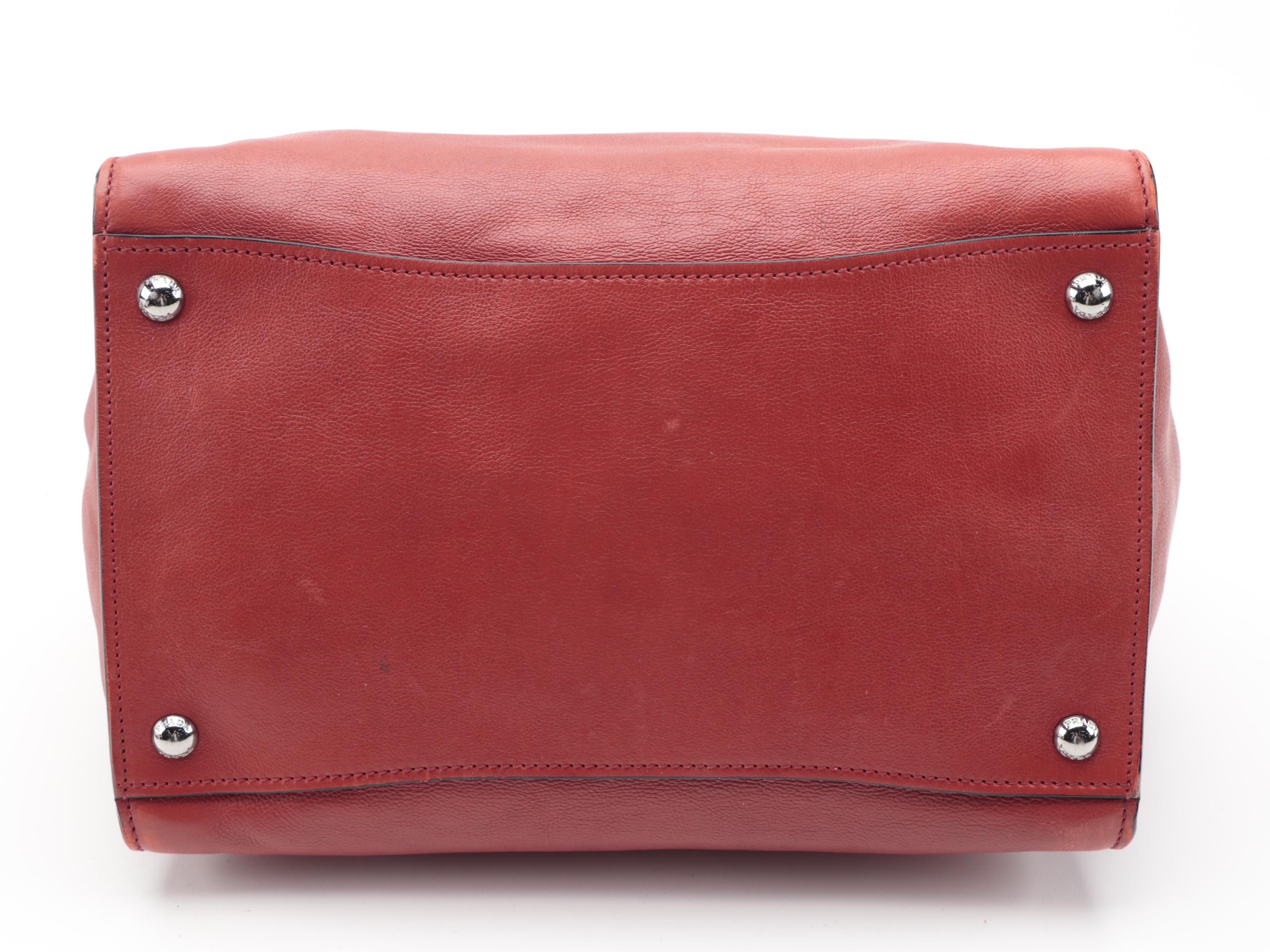 Prada Twin Pocket Tote in Red Glacé Calf Leather