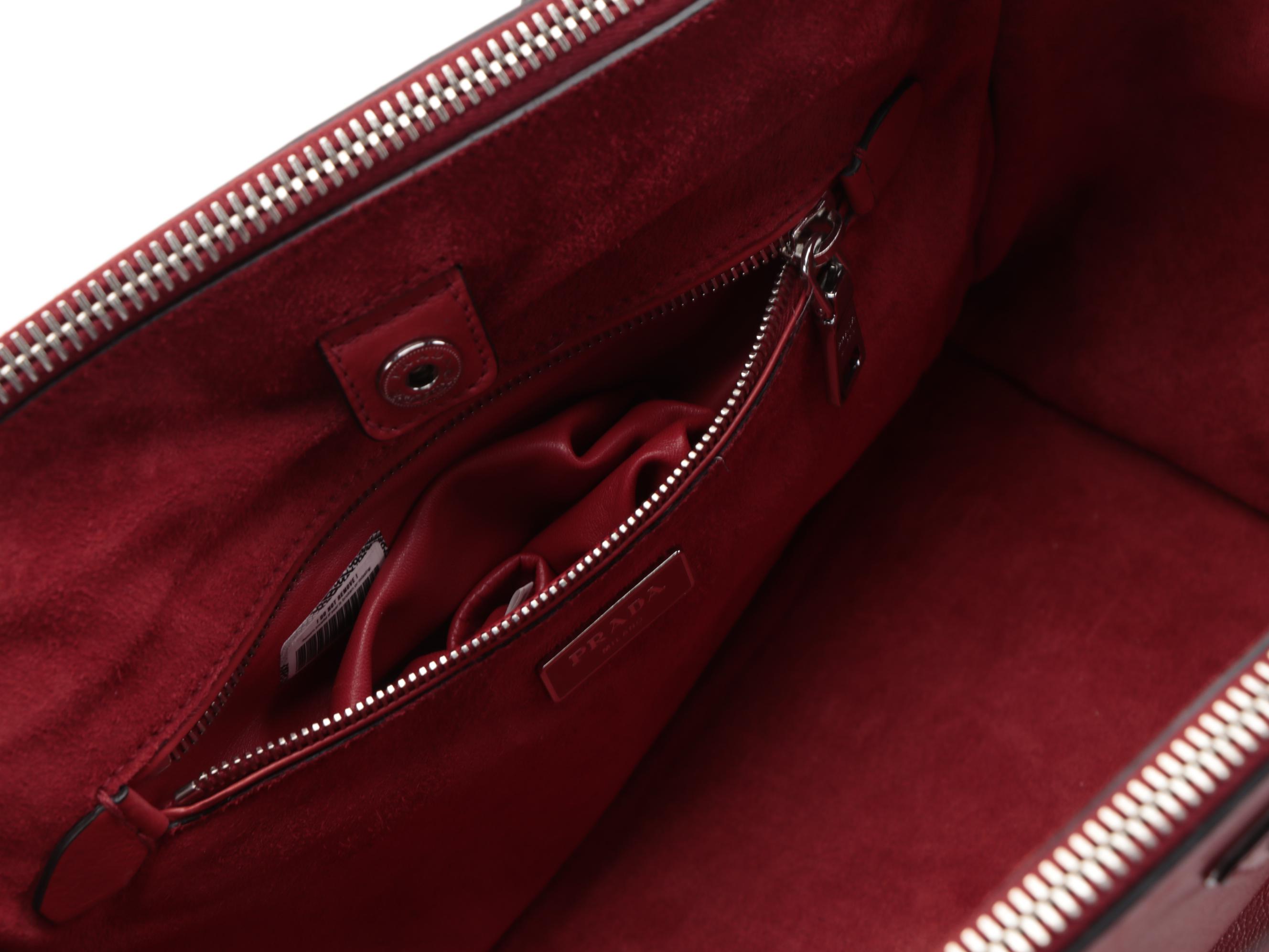 Prada Twin Pocket Tote in Red Glacé Calf Leather