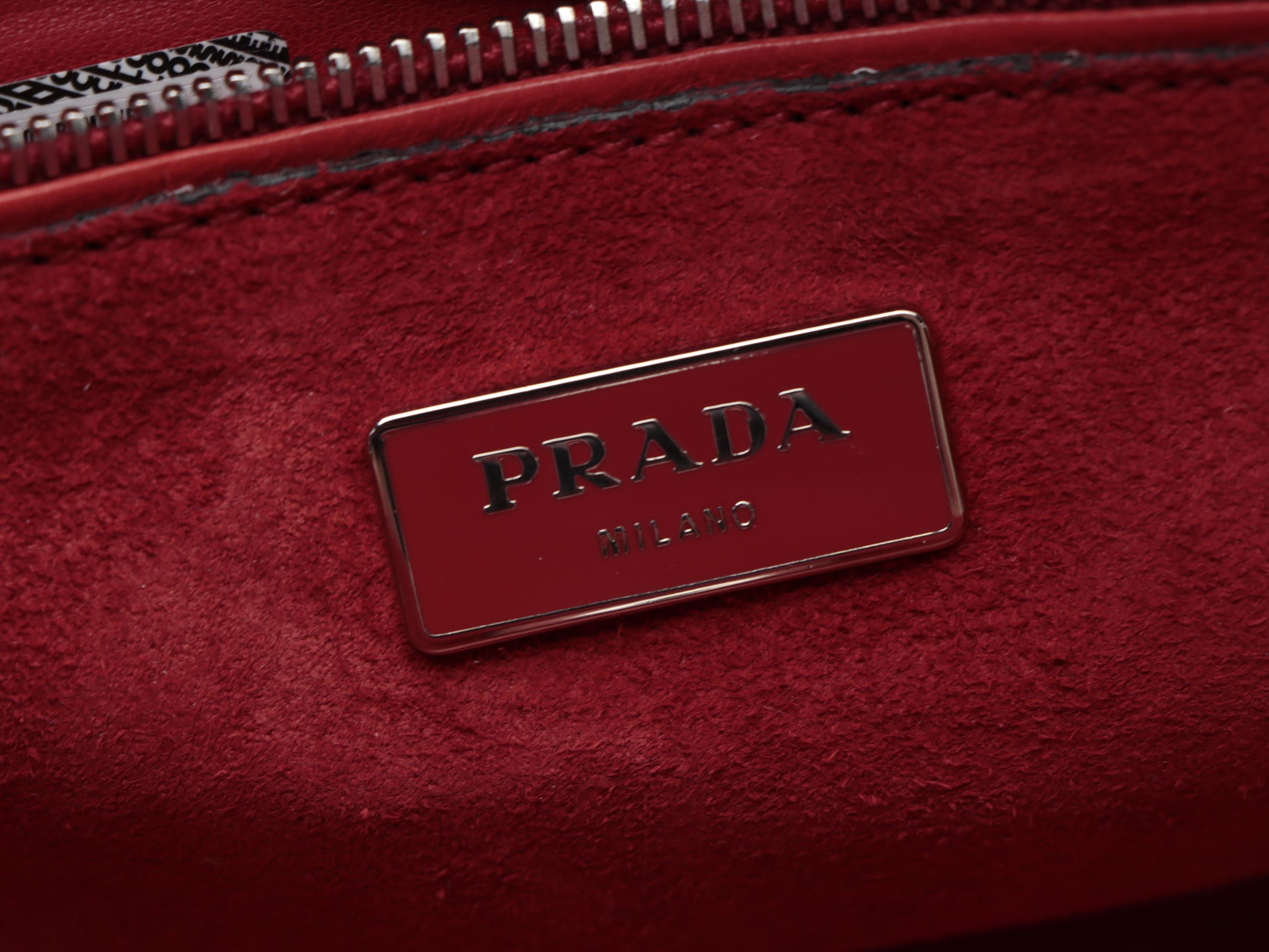 Prada Twin Pocket Tote in Red Glacé Calf Leather