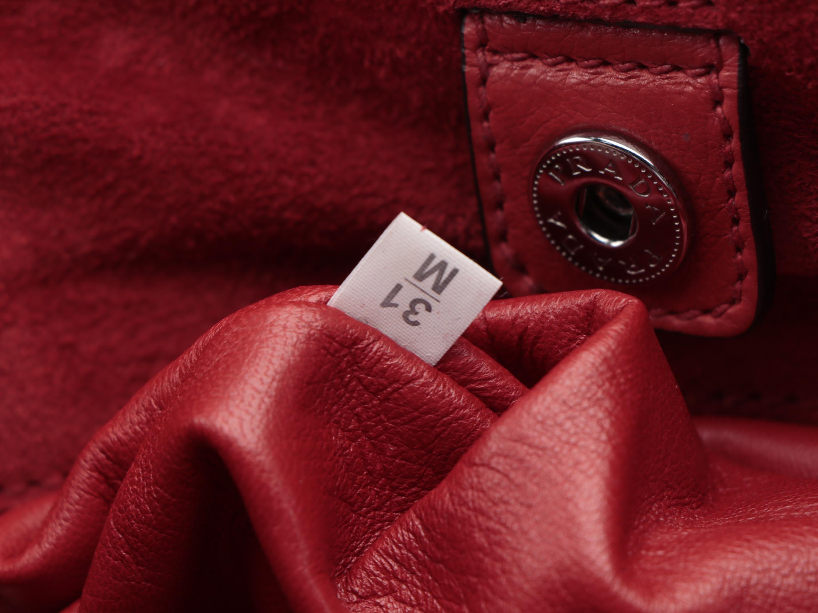 Prada Twin Pocket Tote in Red Glacé Calf Leather