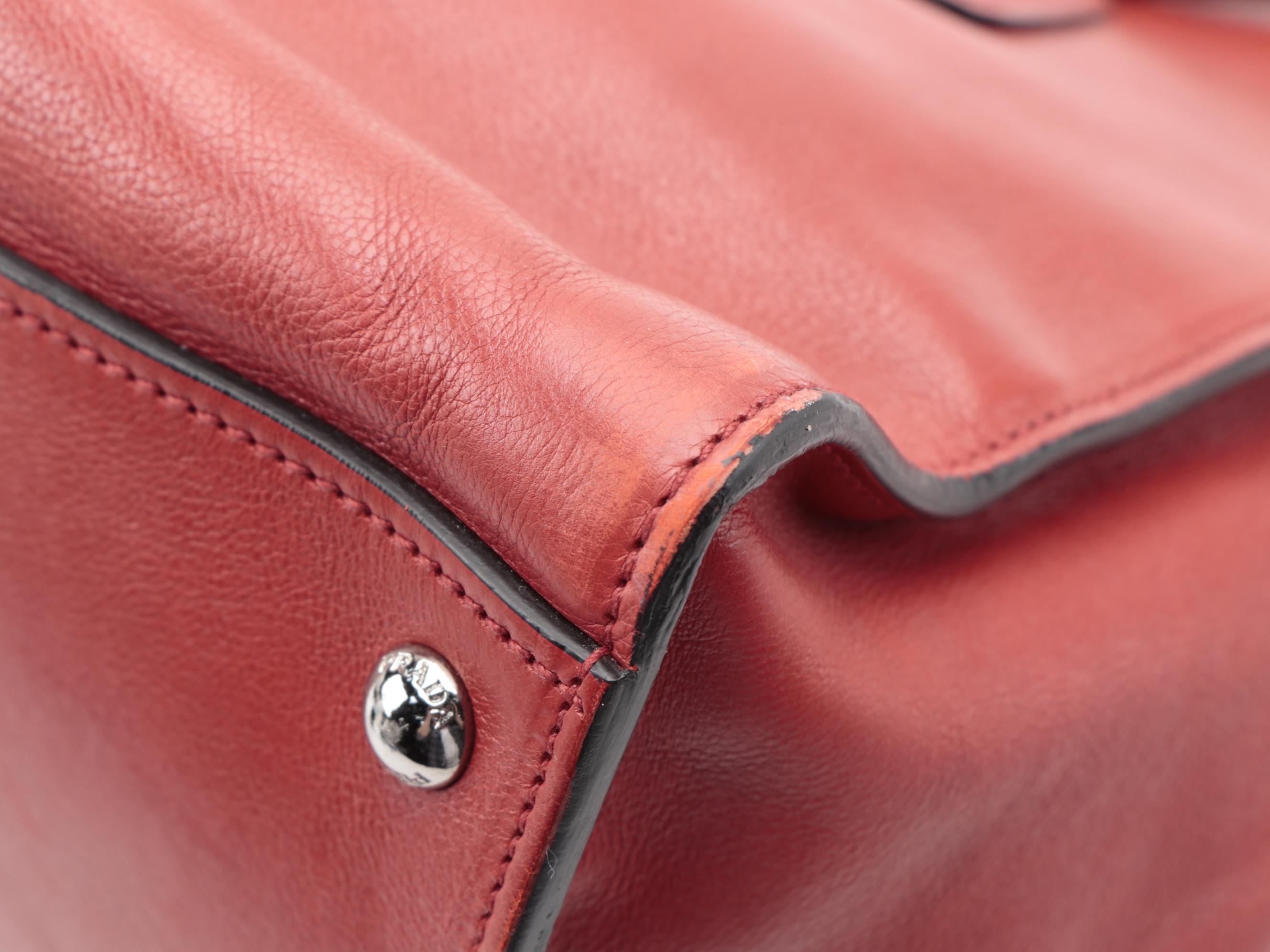 Prada Twin Pocket Tote in Red Glacé Calf Leather