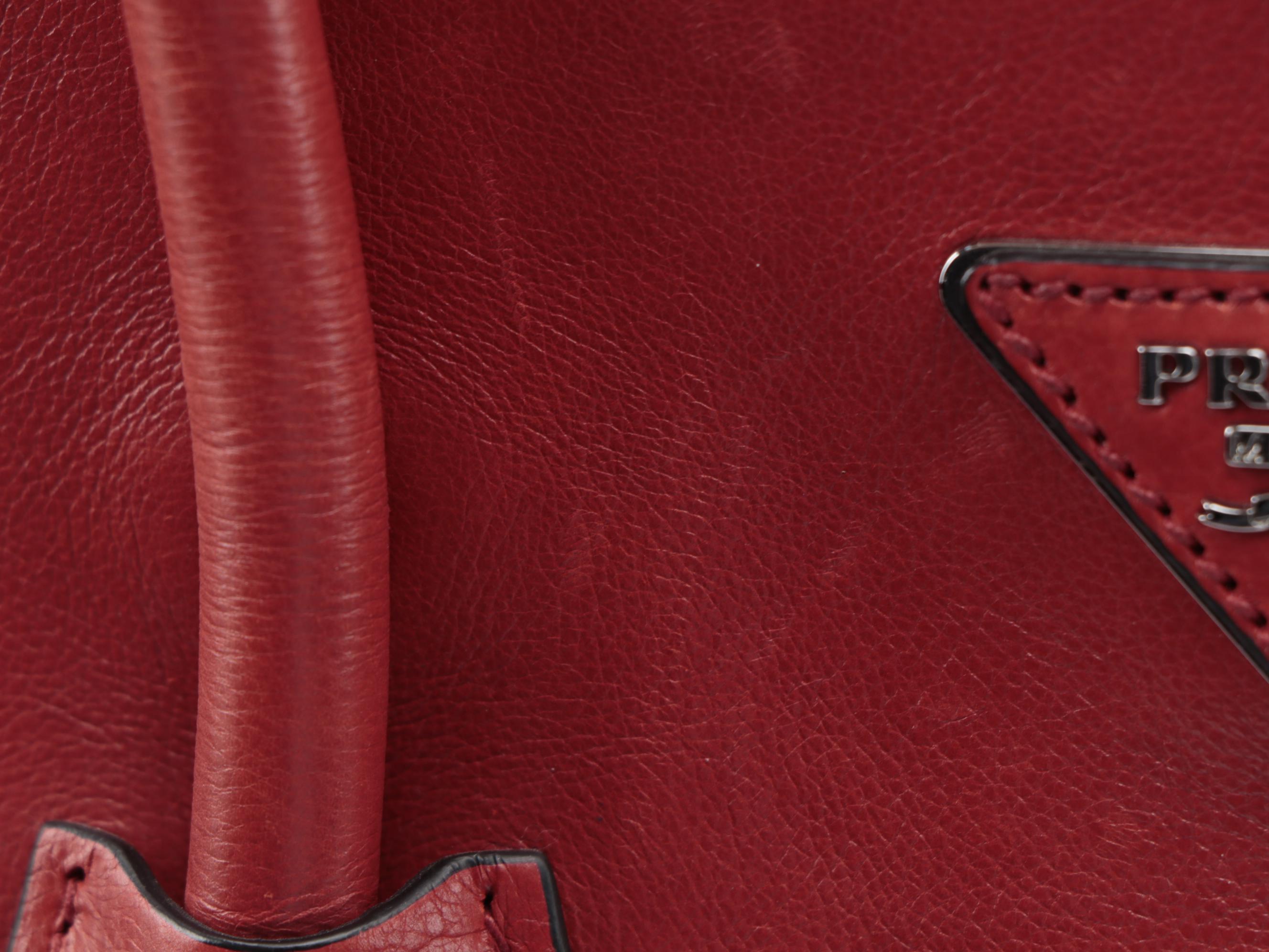 Prada Twin Pocket Tote in Red Glacé Calf Leather