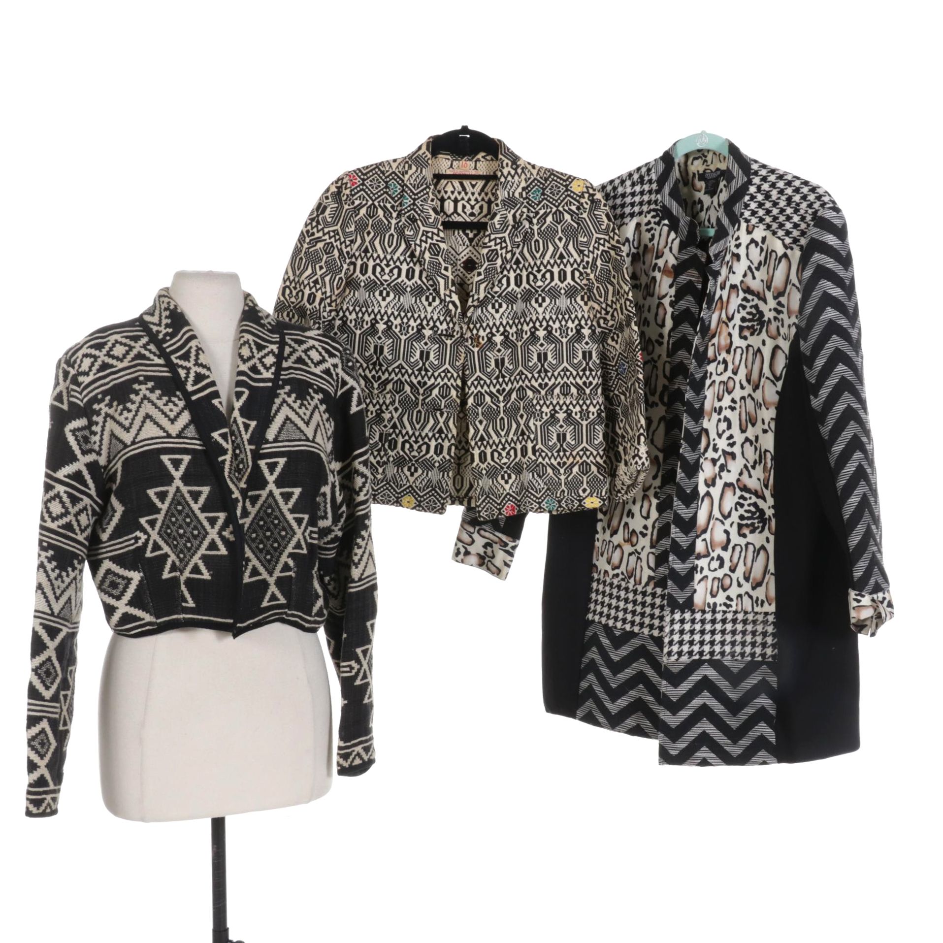 Three Black and White Woven Jackets Including Moka Sport and More