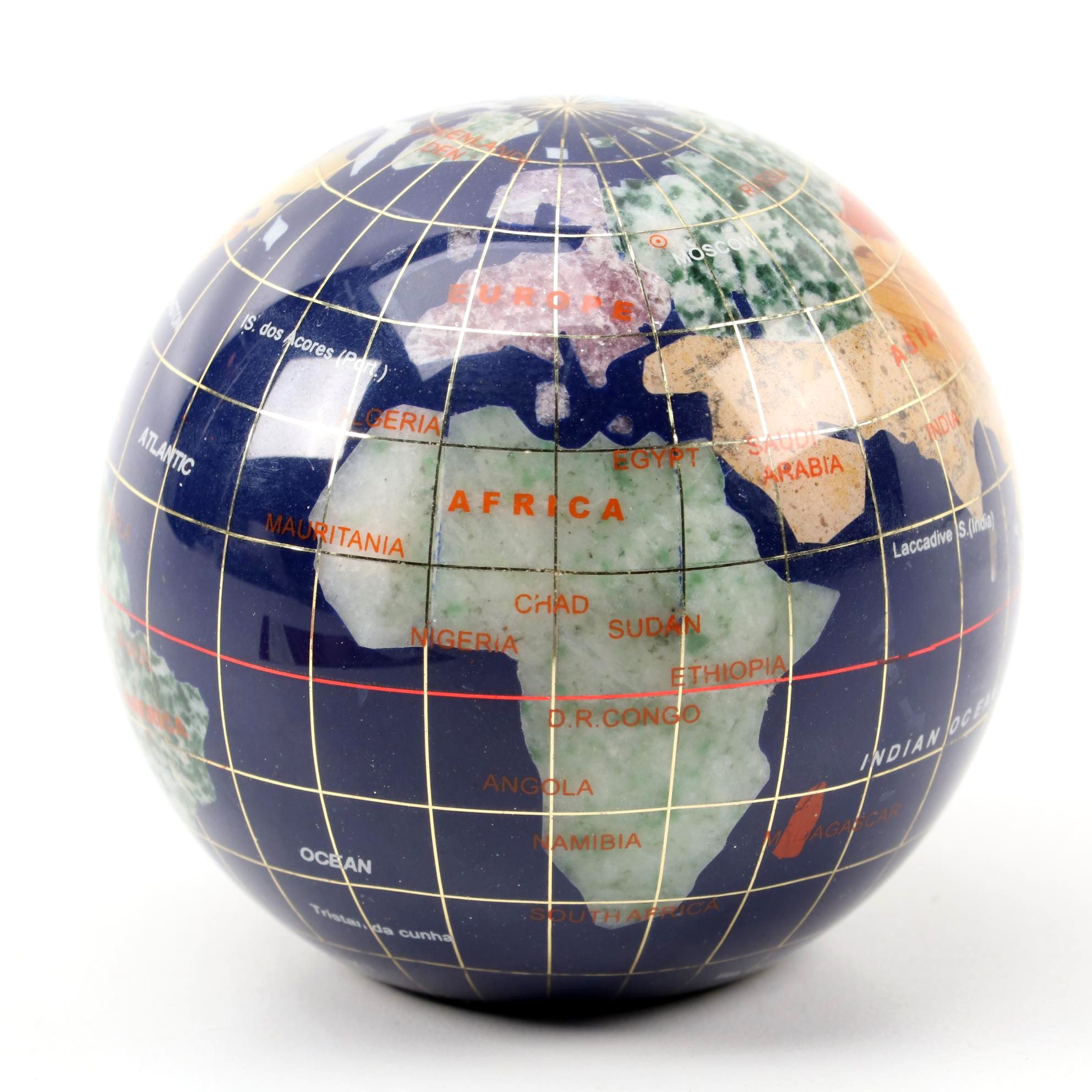 Gemstone Globe Paperweight Desktop Décor