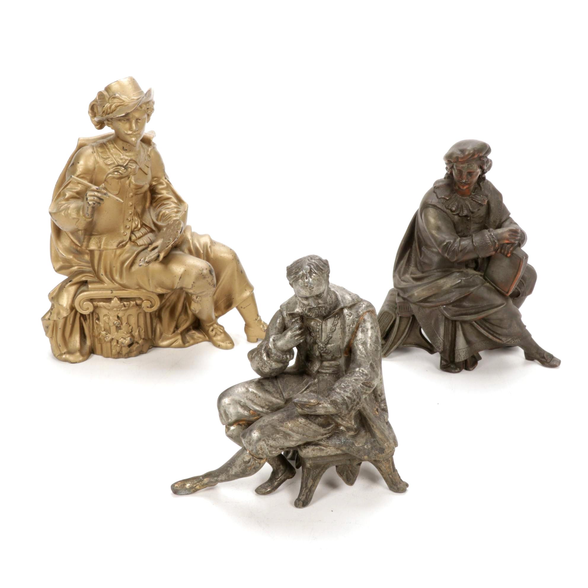 Cast Metal Figural Clock Toppers, Late 19th to Early 20th Century