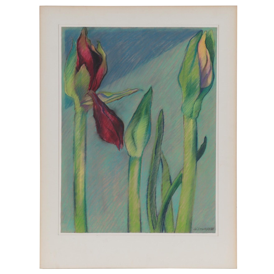 Walter Stomps Pastel Drawing "Dutch III (Trio)," 1981