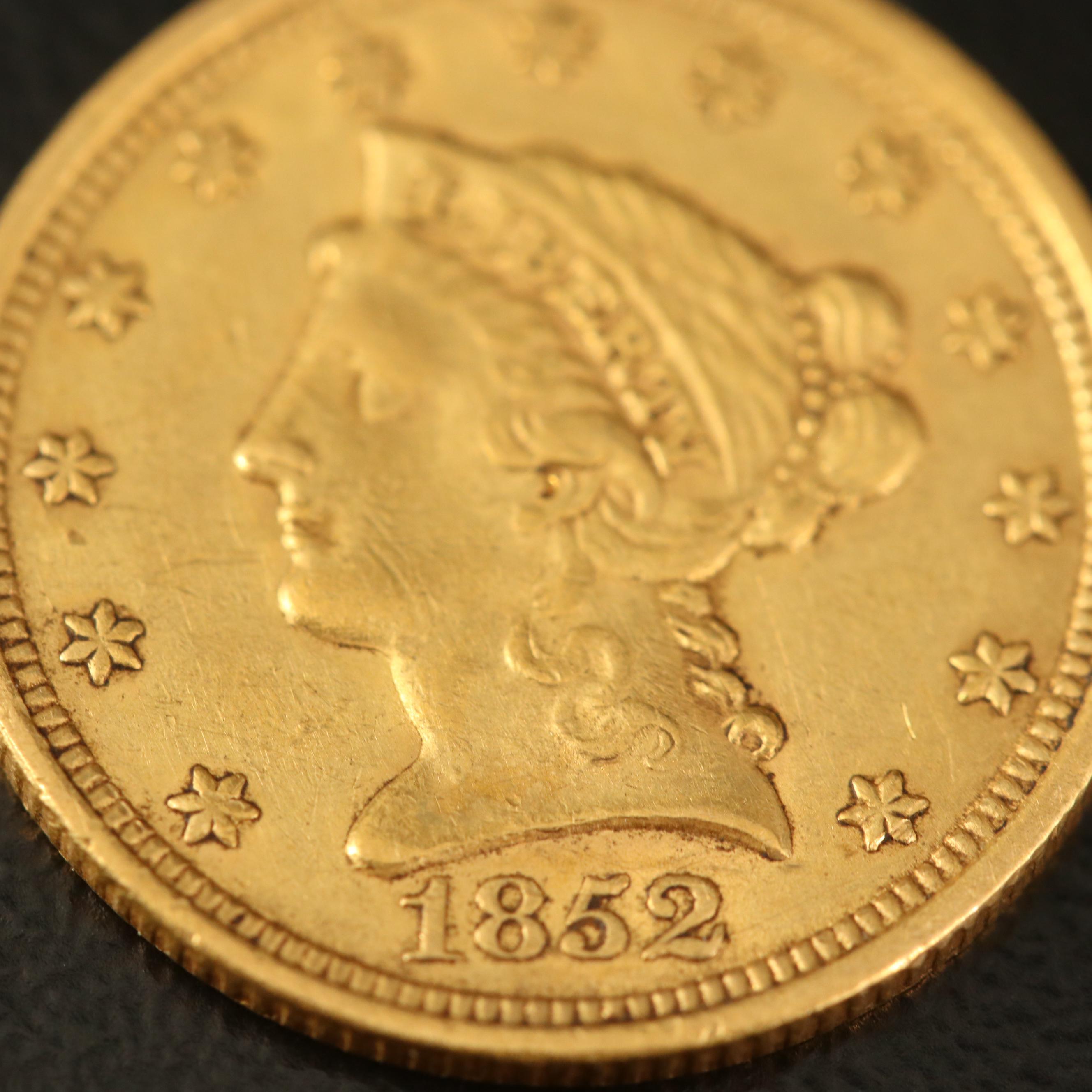 1852 Liberty Head $2.50 Quarter Eagle Gold Coin