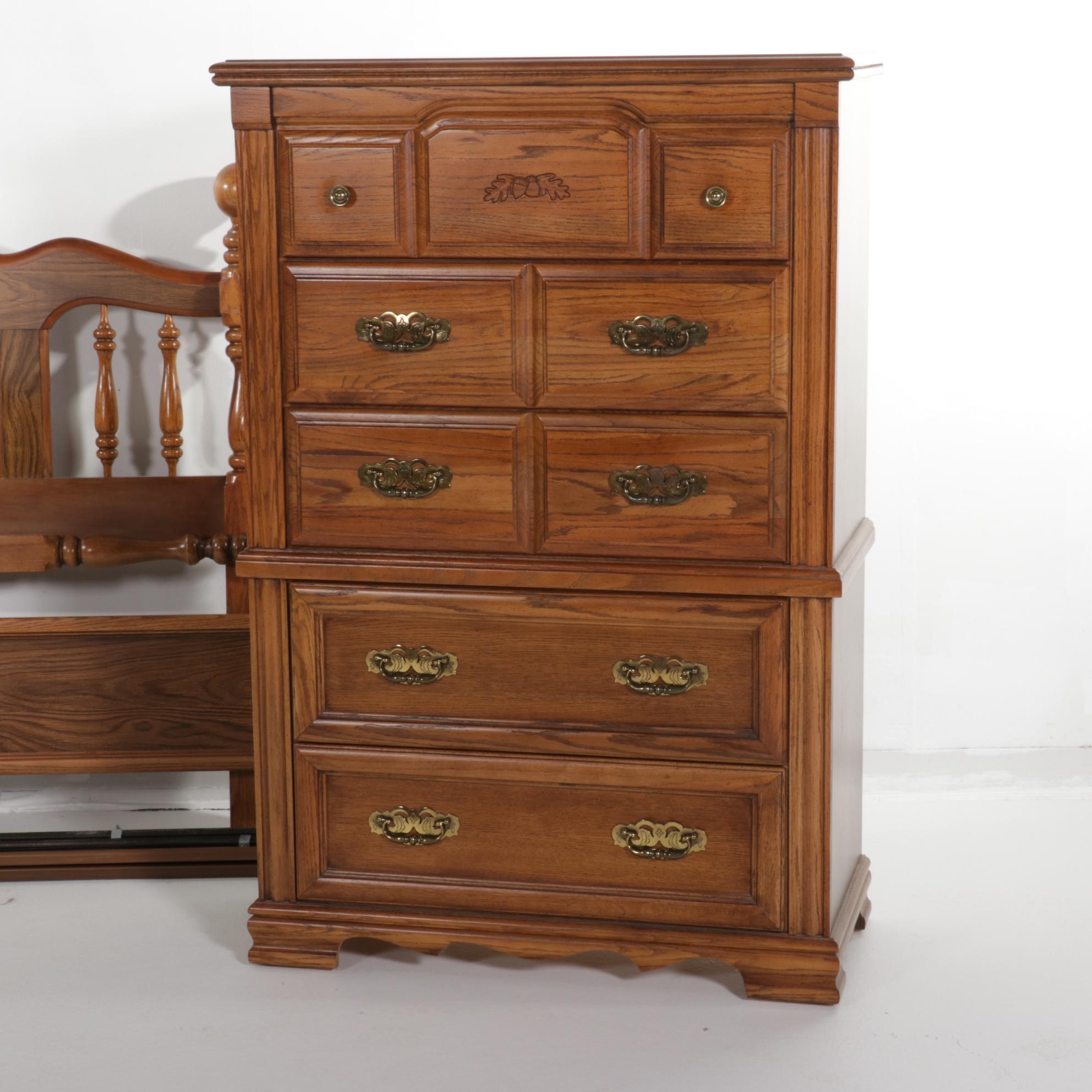 Broyhill Oak Bedroom Set, Late 20th Century