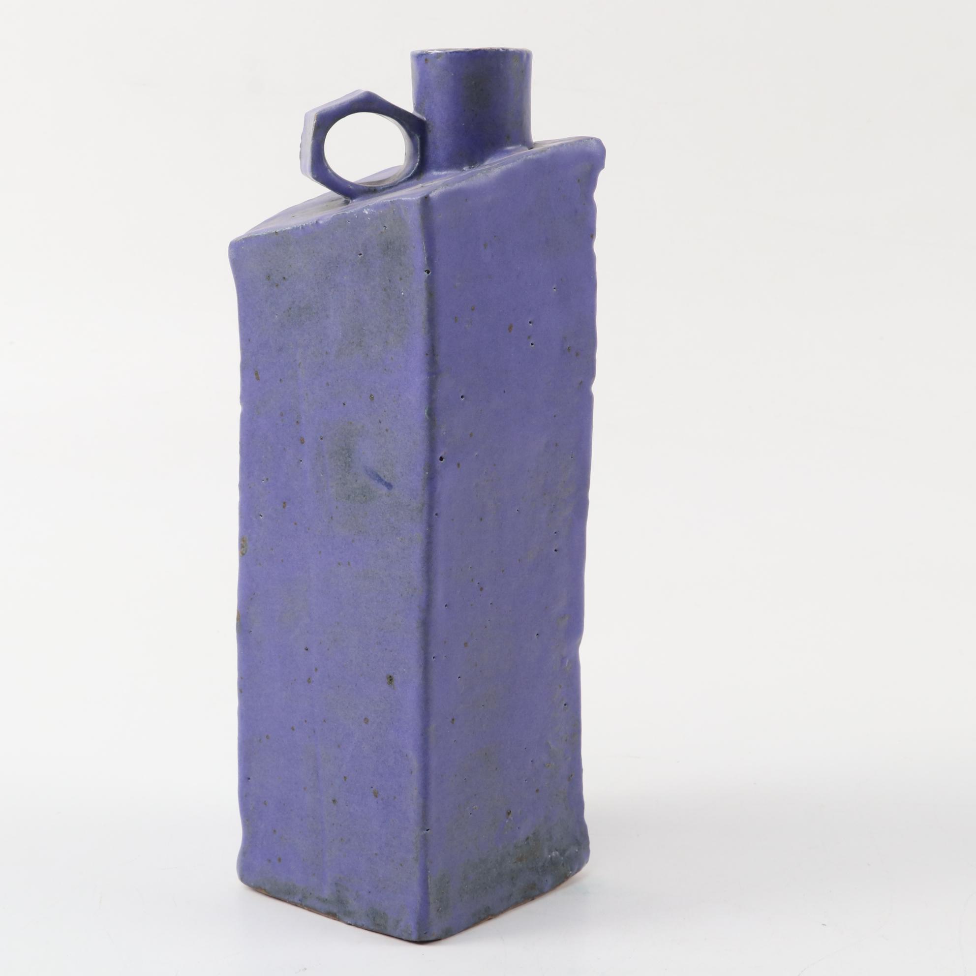 Studio Style Slab-Built Stoneware Bottle Vases