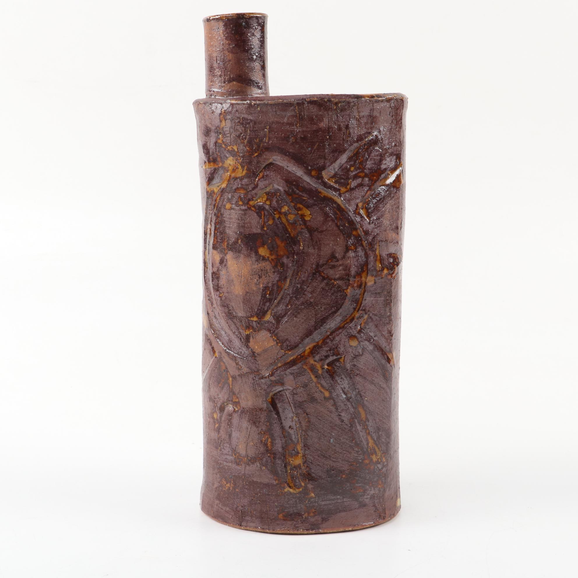 Studio Style Slab-Built Stoneware Bottle Vases