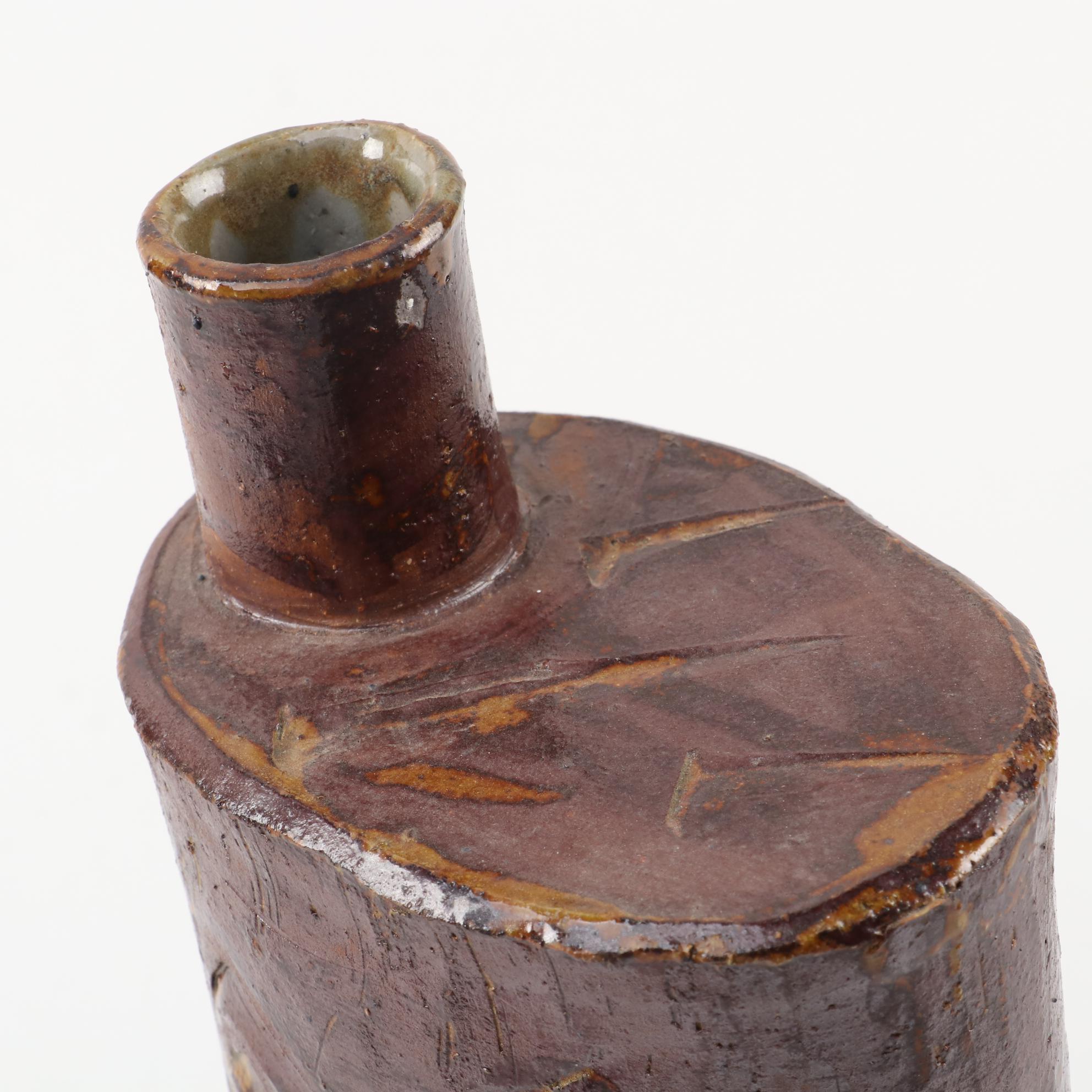 Studio Style Slab-Built Stoneware Bottle Vases