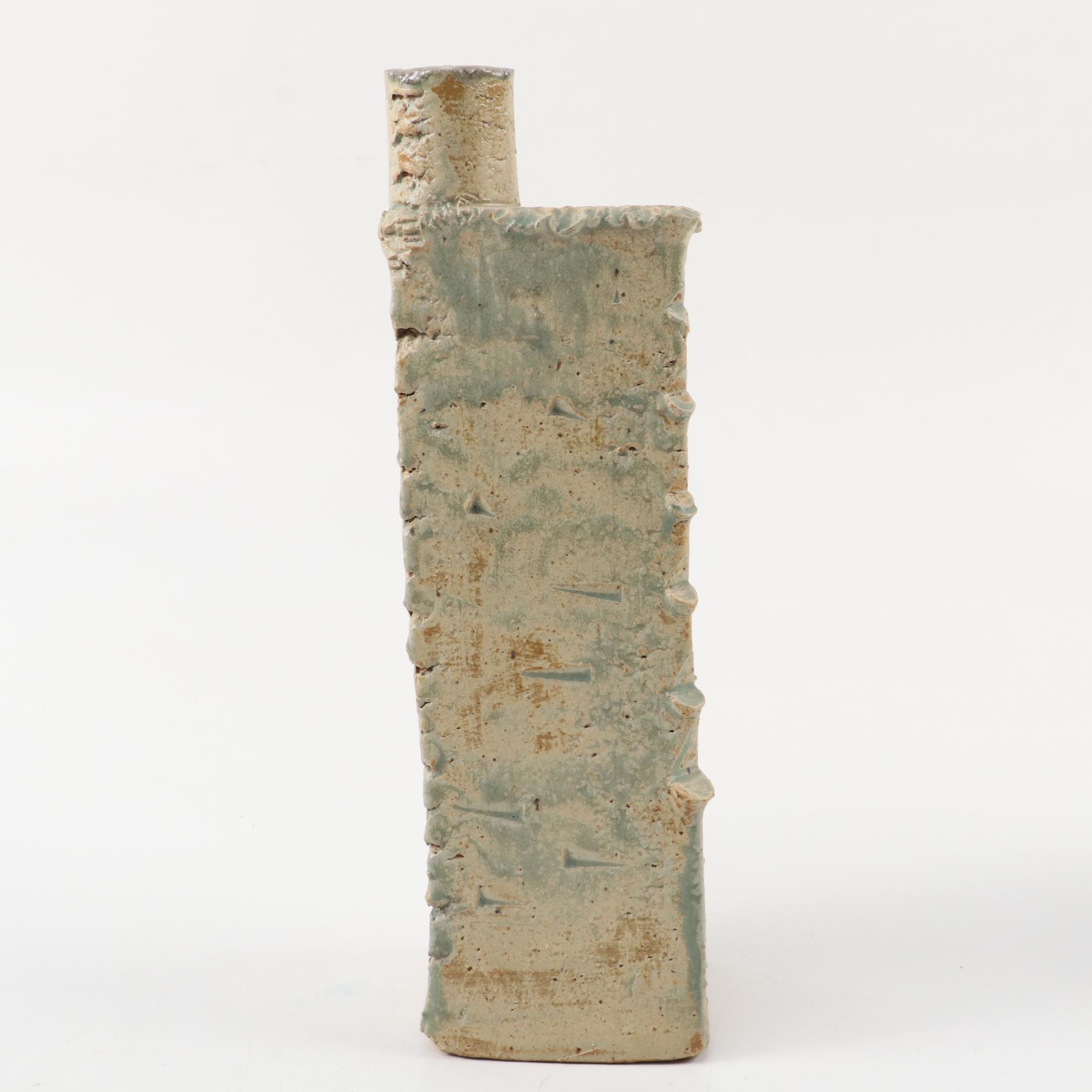 Studio Style Slab-Built Stoneware Bottle Vases