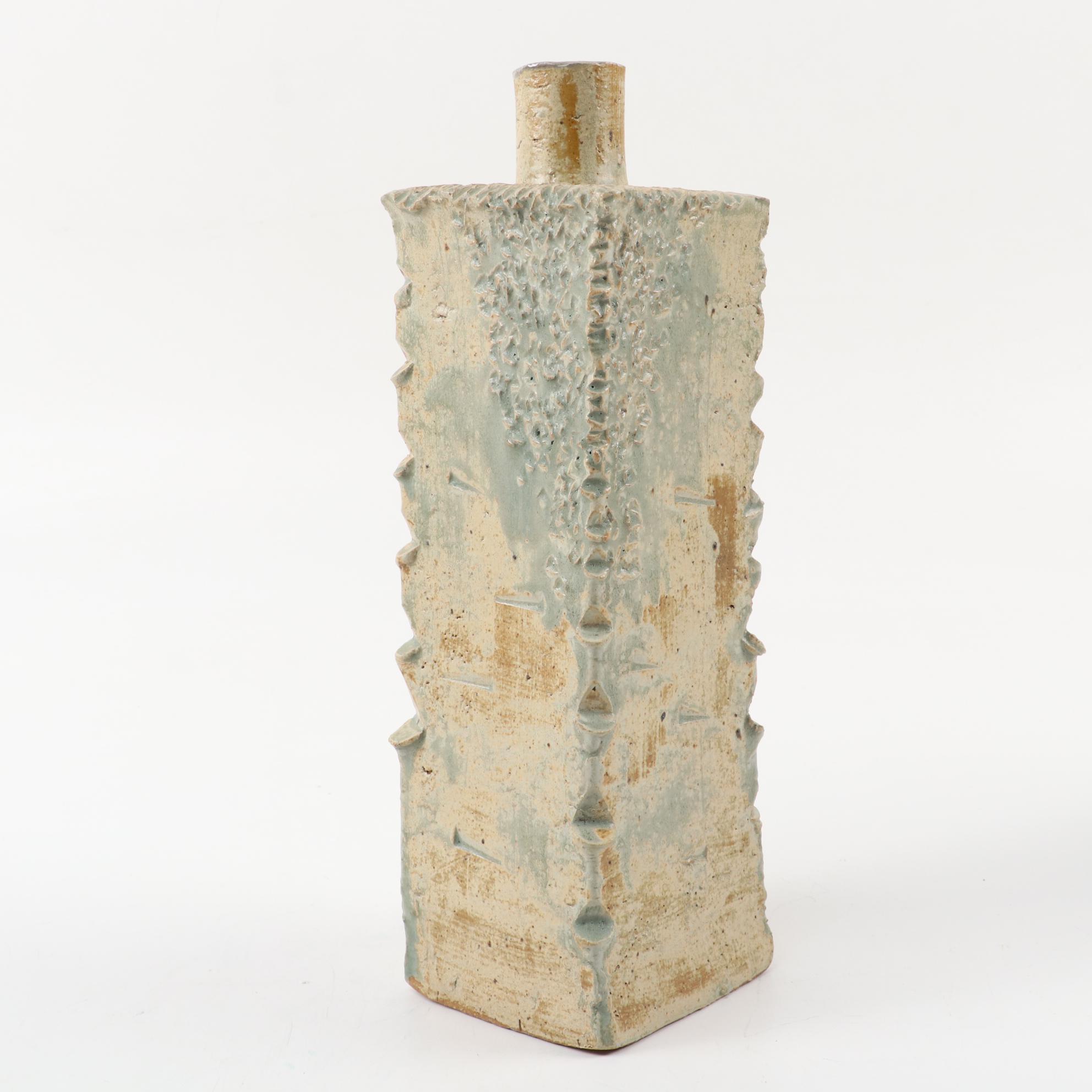 Studio Style Slab-Built Stoneware Bottle Vases