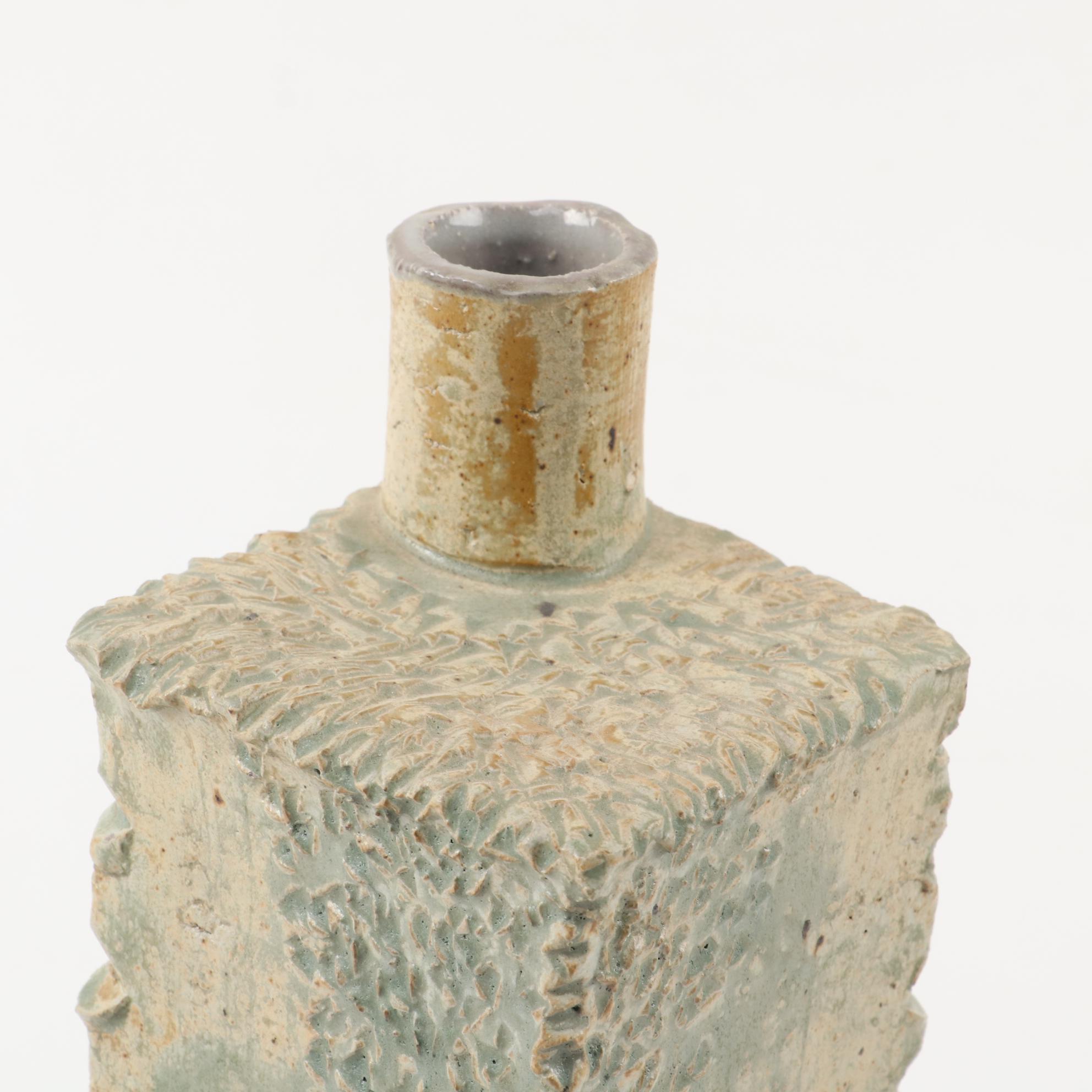 Studio Style Slab-Built Stoneware Bottle Vases