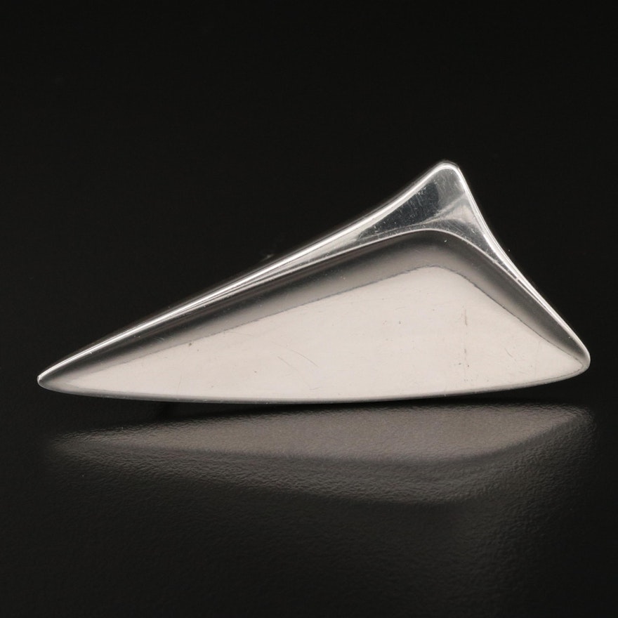 Modernist Georg Jensen Sterling Triangular Brooch Designed by Henning Koppel