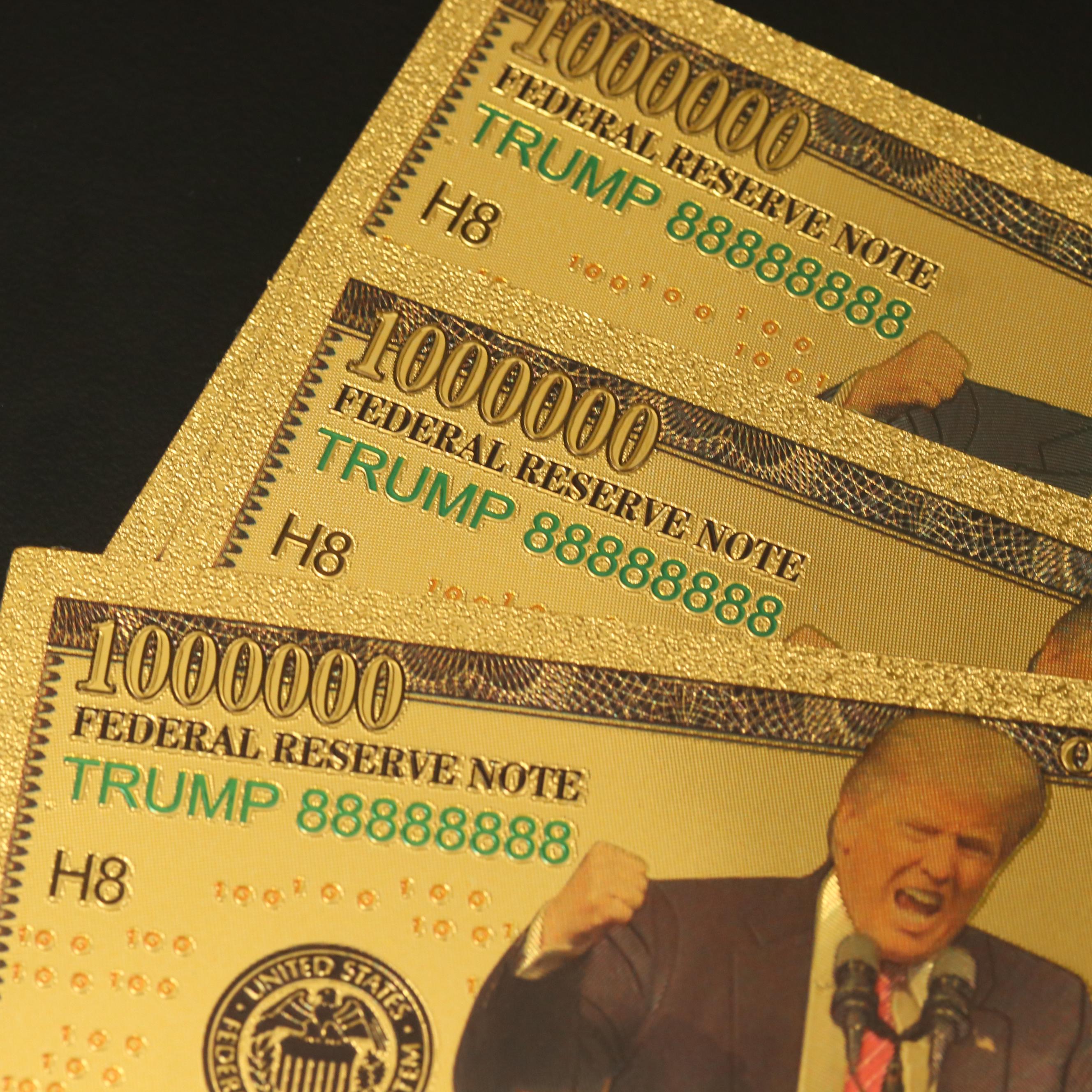 Twenty-Five 24K Gold Donald Trump Novelty $1,000,000 Certificate