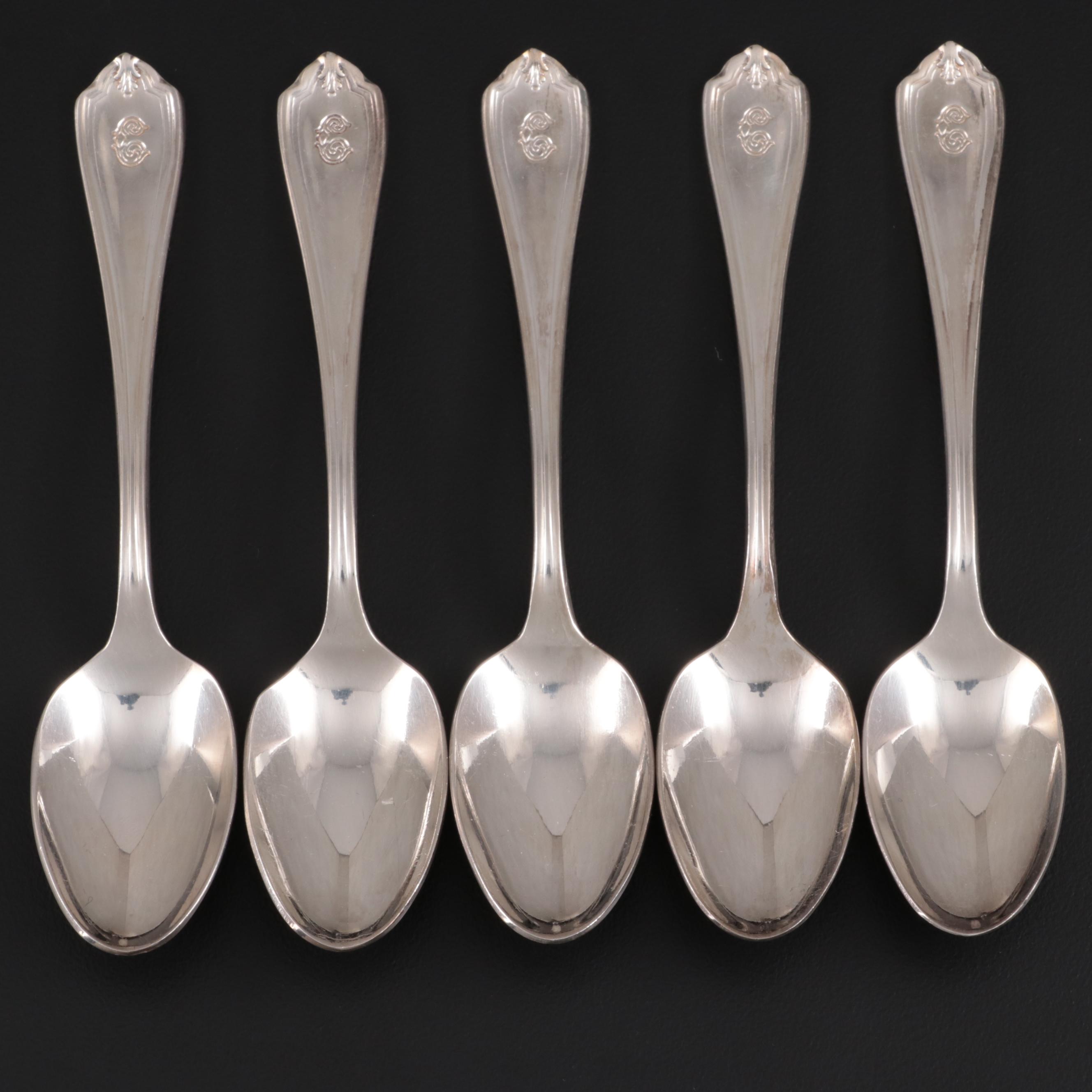 Gorham and Other Hotel Silver Plate Tableware with Cobalt Glass Shakers