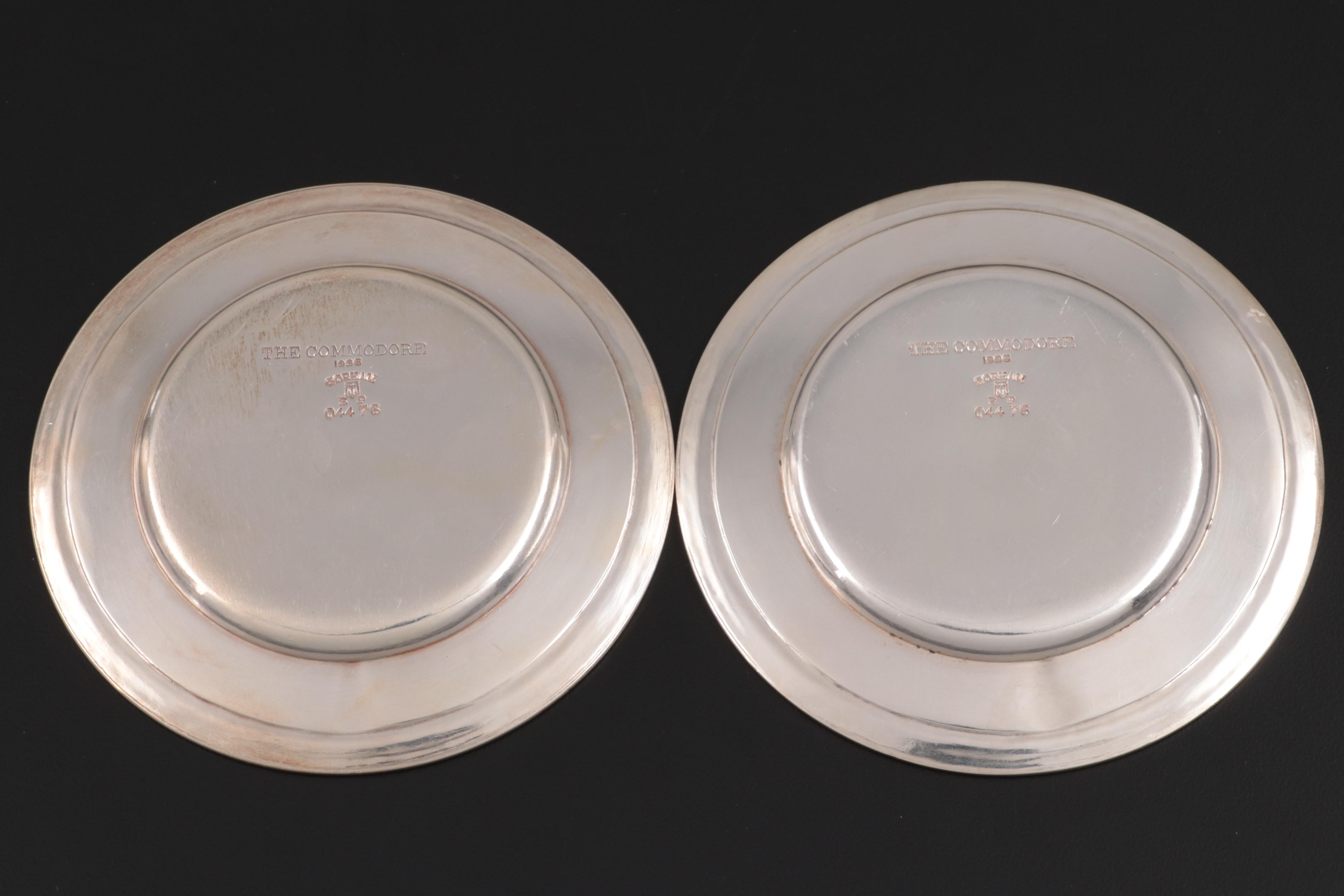 Gorham and Other Hotel Silver Plate Tableware with Cobalt Glass Shakers