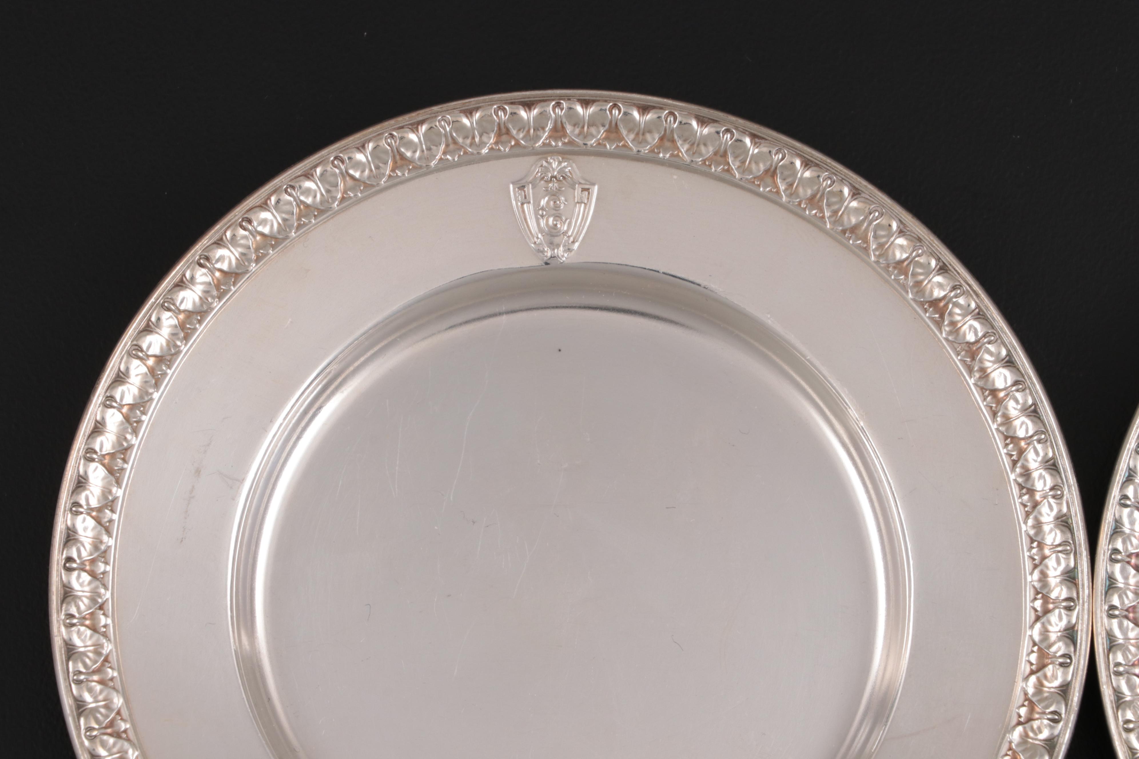 Gorham and Other Hotel Silver Plate Tableware with Cobalt Glass Shakers