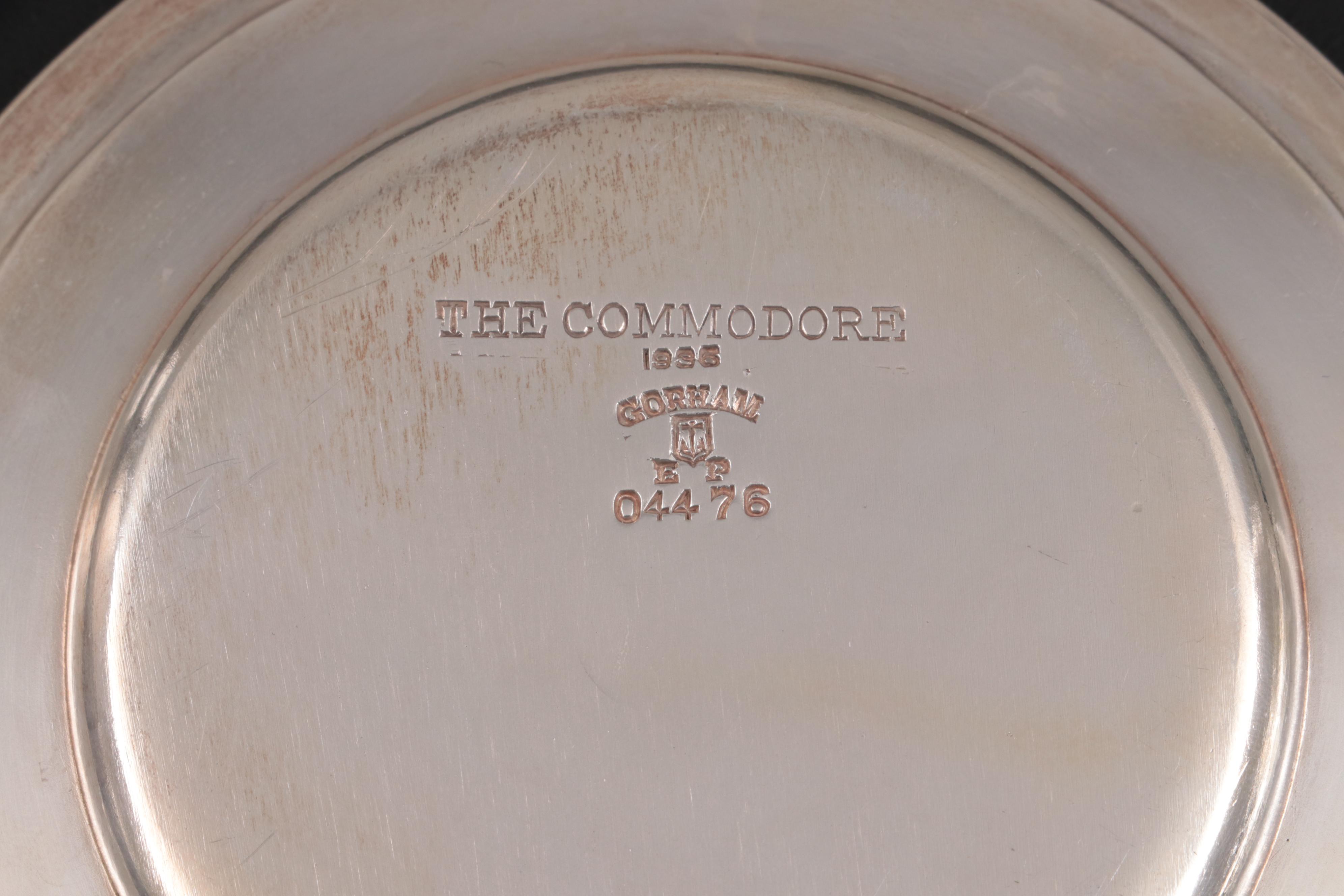 Gorham and Other Hotel Silver Plate Tableware with Cobalt Glass Shakers