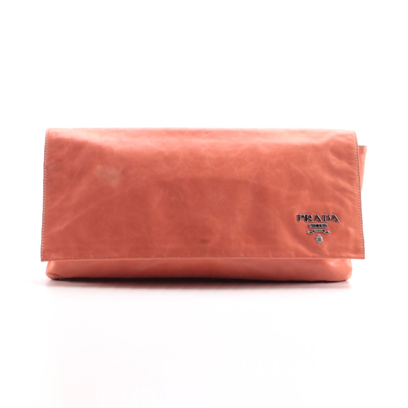 Prada New Look Clutch in Coral Leather