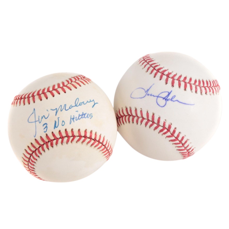 Jim Maloney and Tommy Helms Signed Rawlings Baseballs