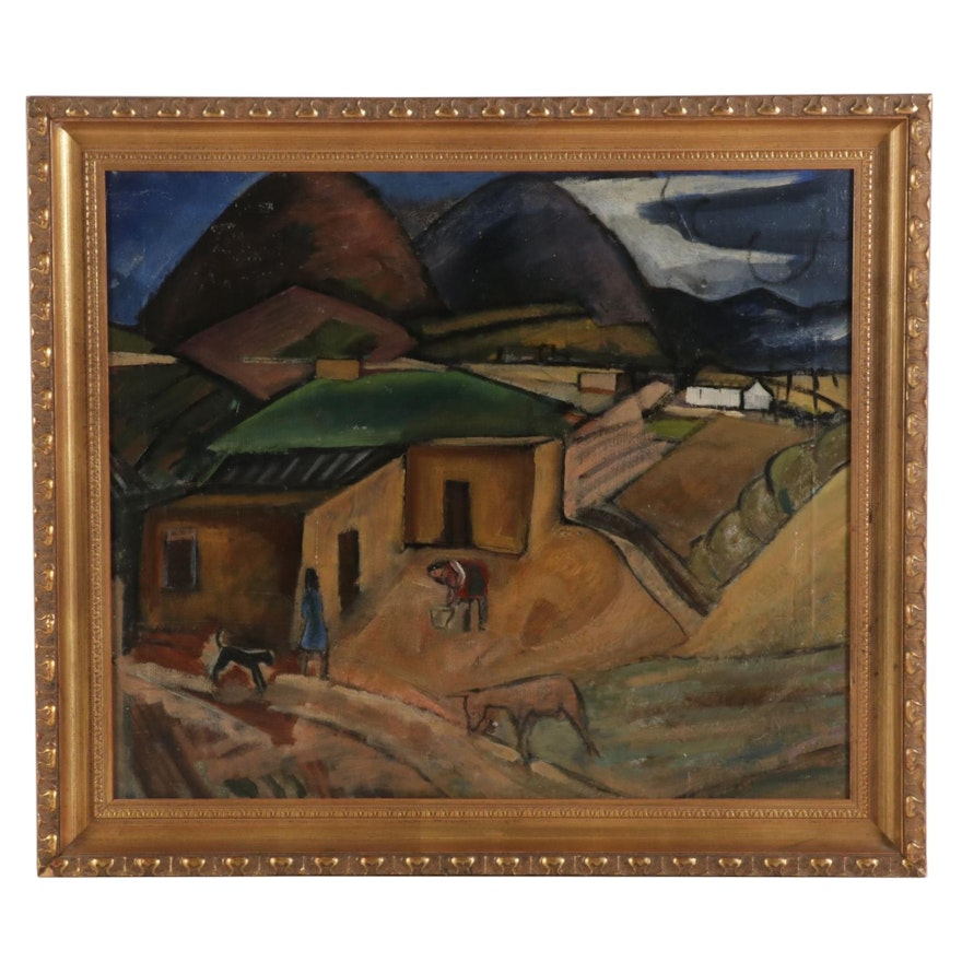 Lucius Kutchin Oil Painting "Taos, N.M.", Early 20th Century