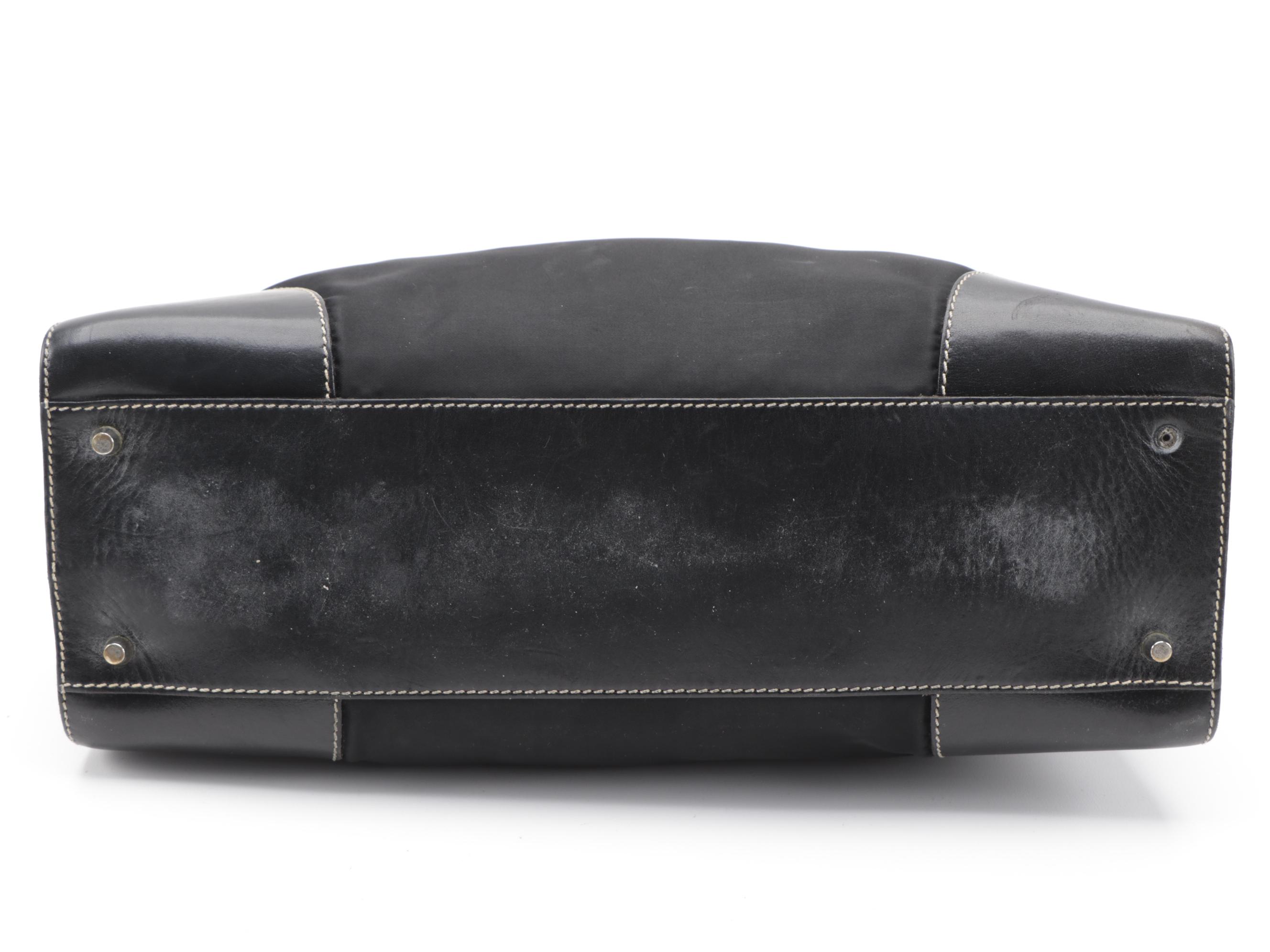 Prada Tessuto Satchel Bag in Black Nylon with Leather Trim