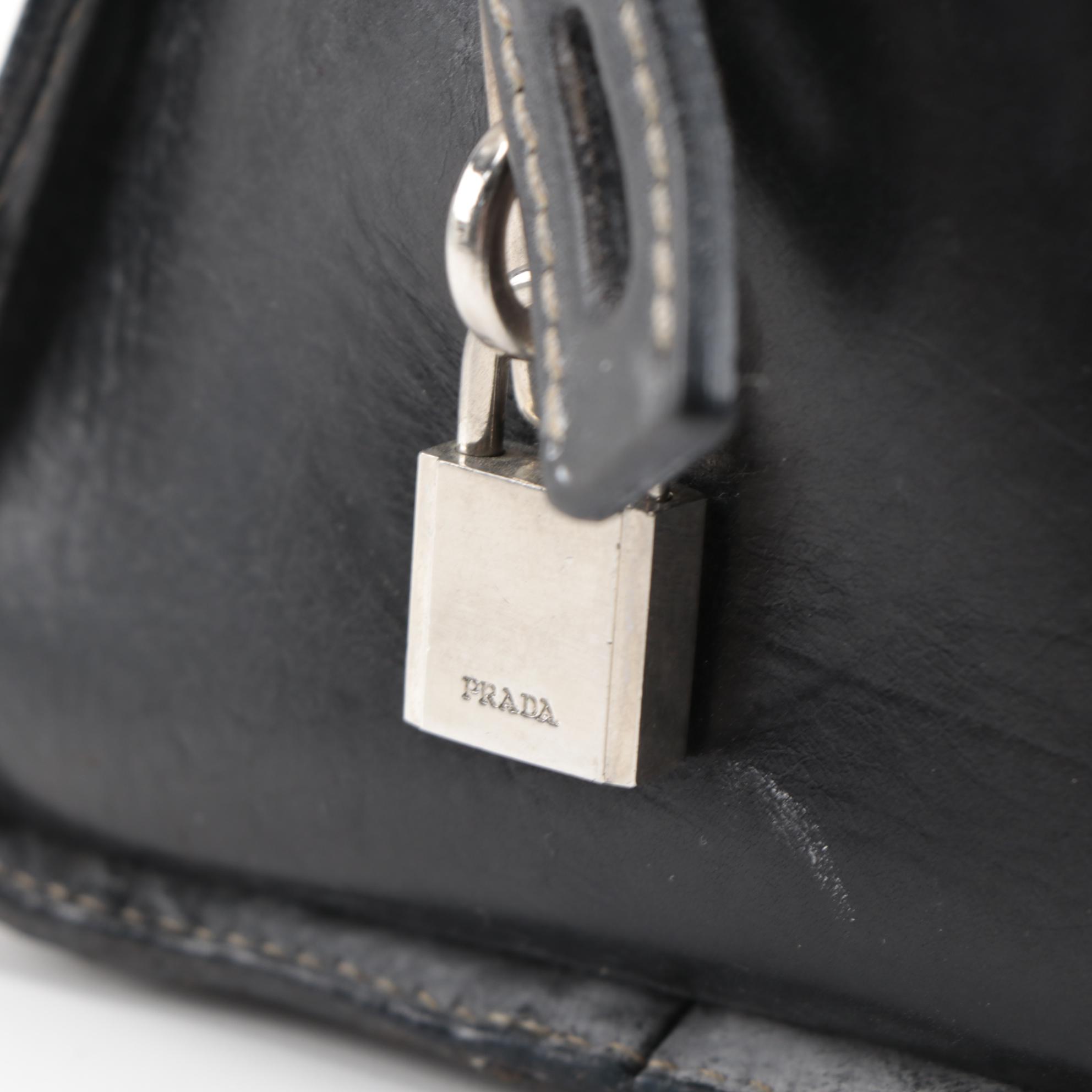 Prada Tessuto Satchel Bag in Black Nylon with Leather Trim