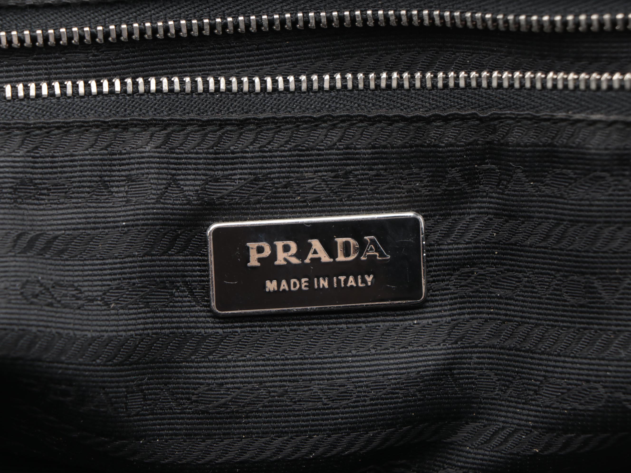 Prada Tessuto Satchel Bag in Black Nylon with Leather Trim