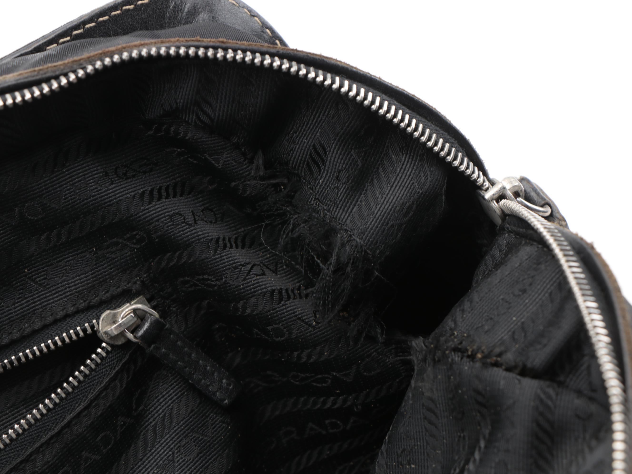 Prada Tessuto Satchel Bag in Black Nylon with Leather Trim