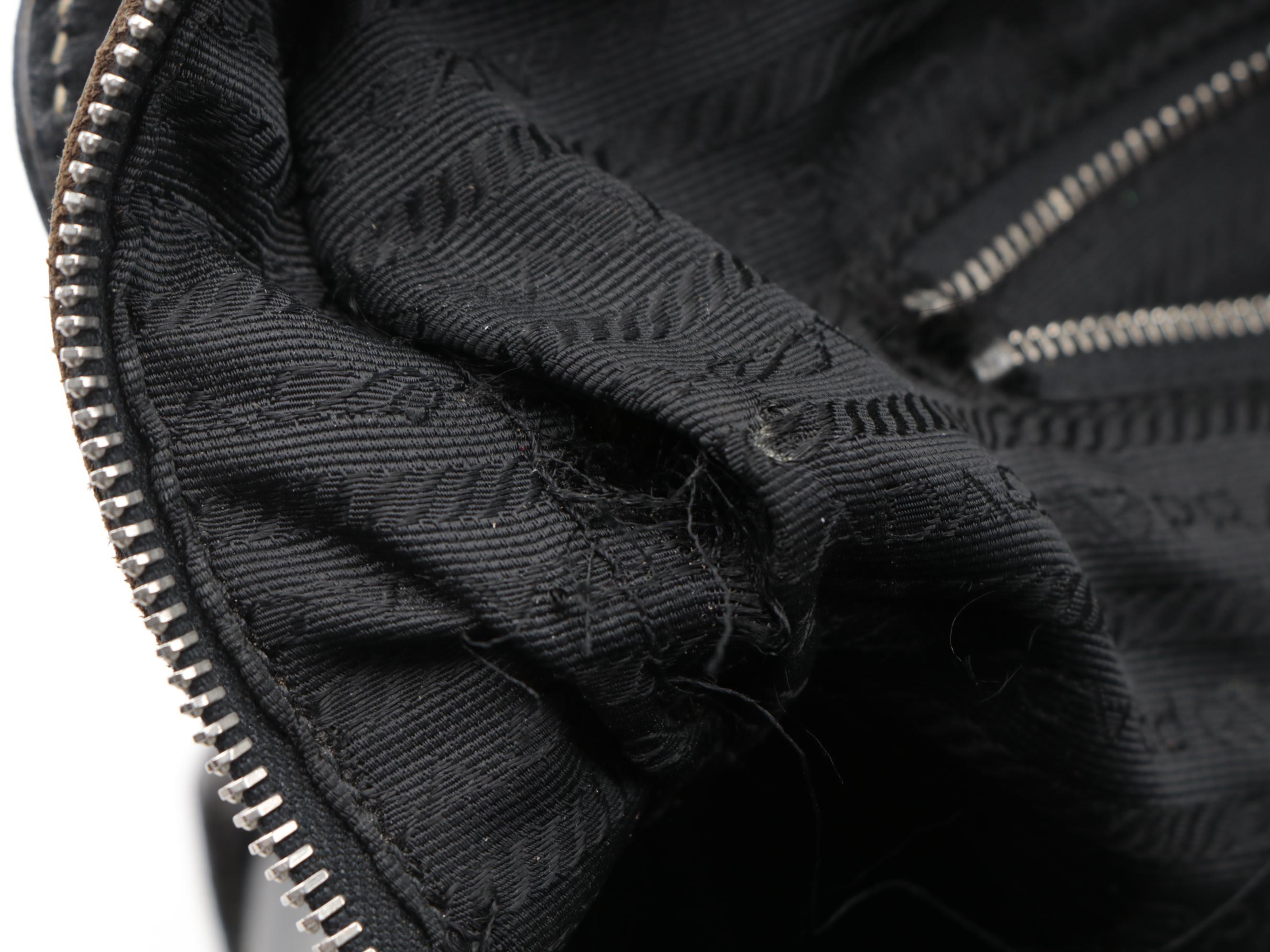 Prada Tessuto Satchel Bag in Black Nylon with Leather Trim