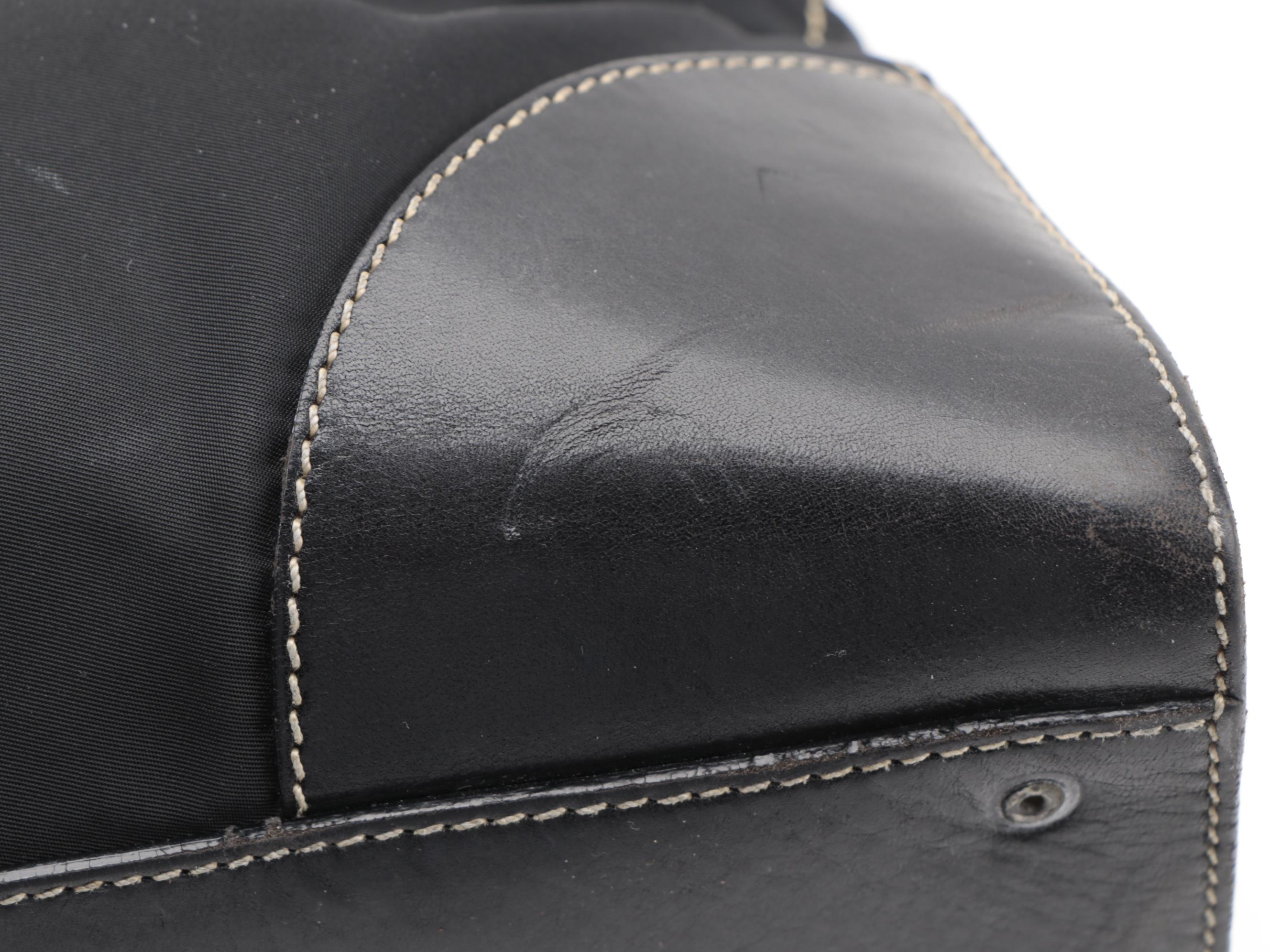 Prada Tessuto Satchel Bag in Black Nylon with Leather Trim