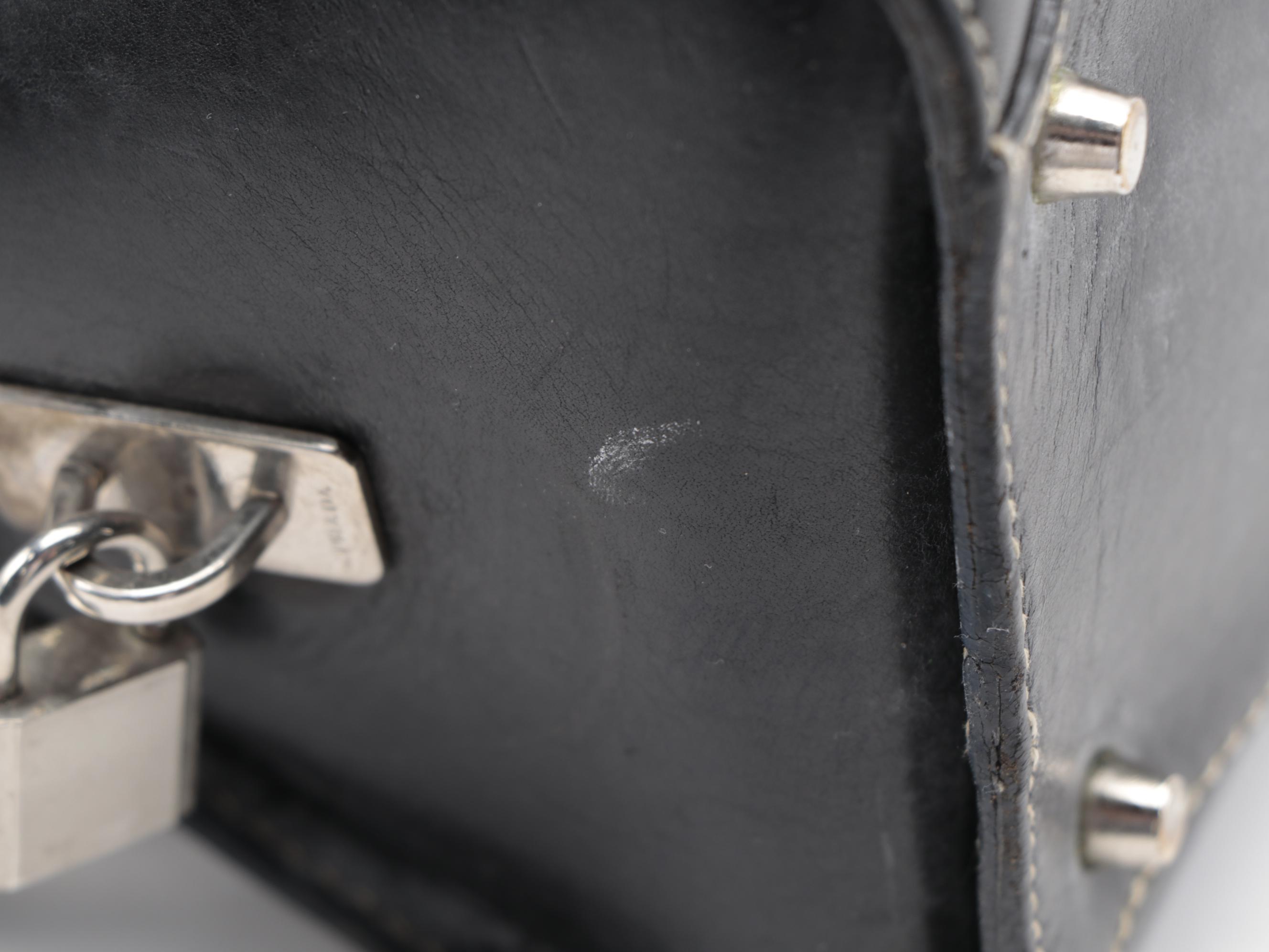 Prada Tessuto Satchel Bag in Black Nylon with Leather Trim