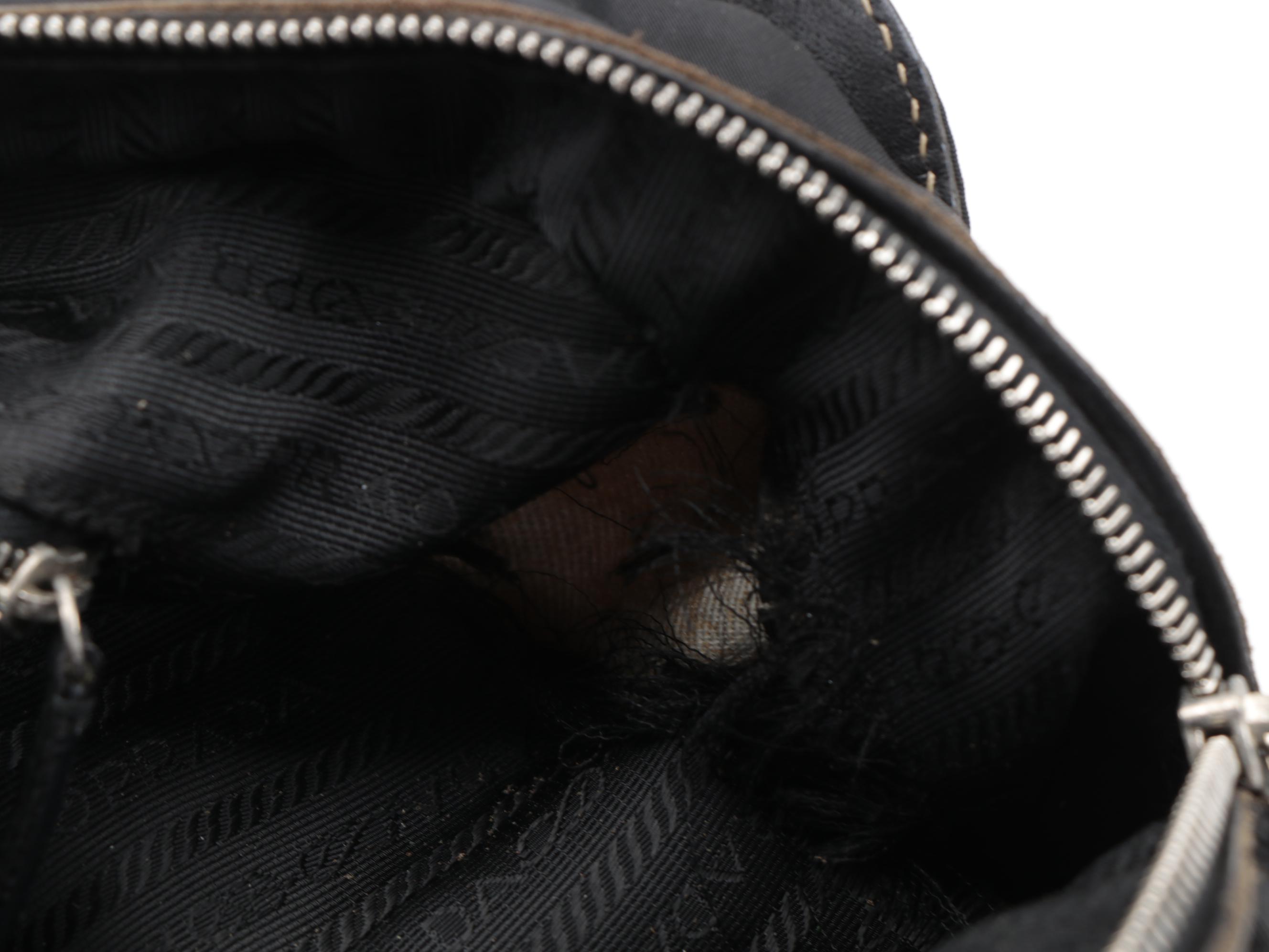 Prada Tessuto Satchel Bag in Black Nylon with Leather Trim