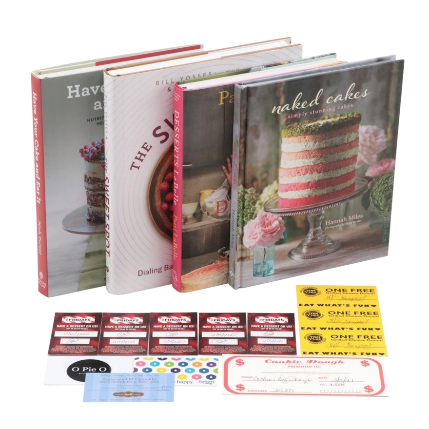 Dessert and Restaurant Gift Certificates with Baking Cookbooks