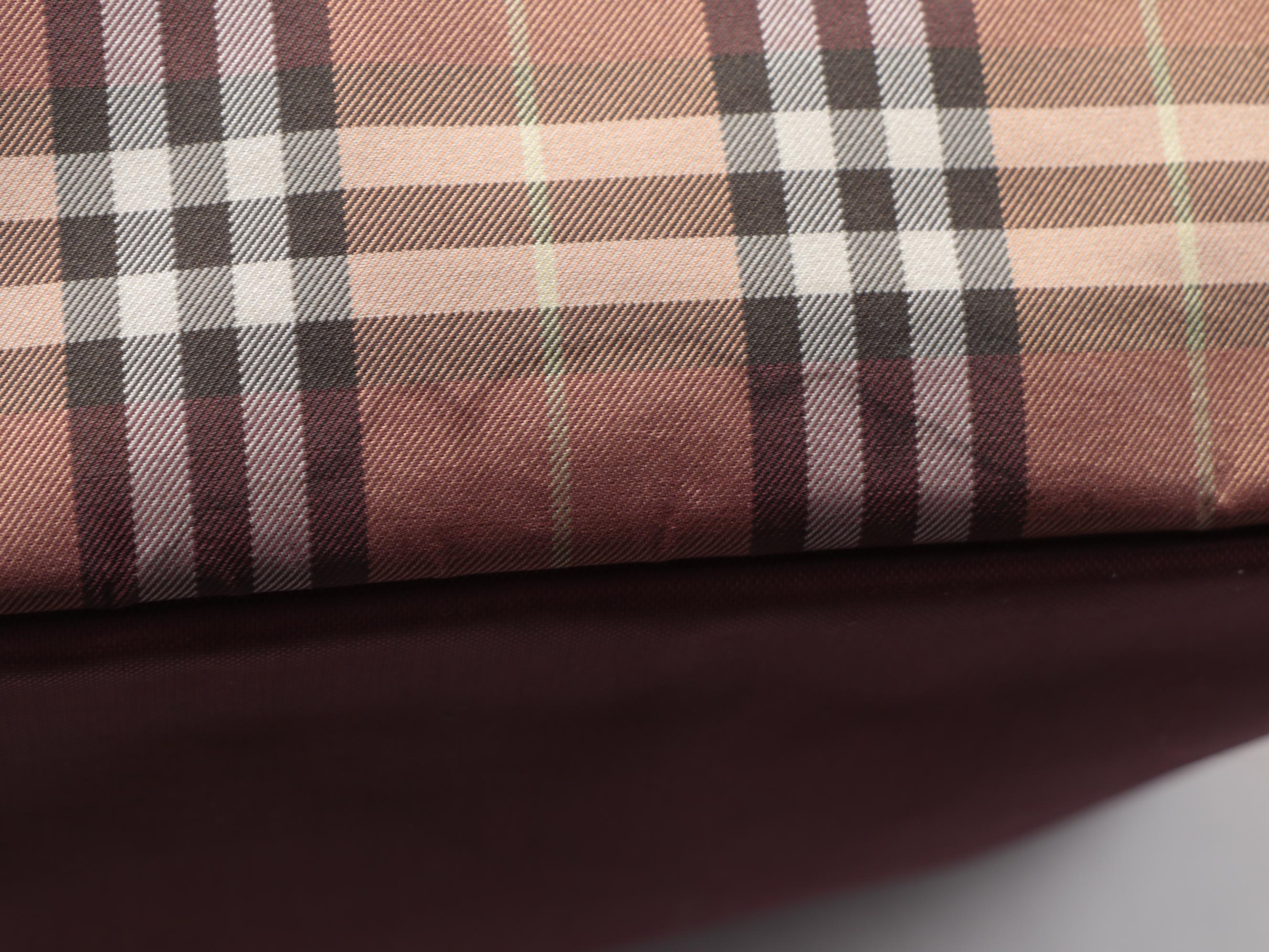 Burberry Blue Label Check Tote Bag with Black Leather Handles