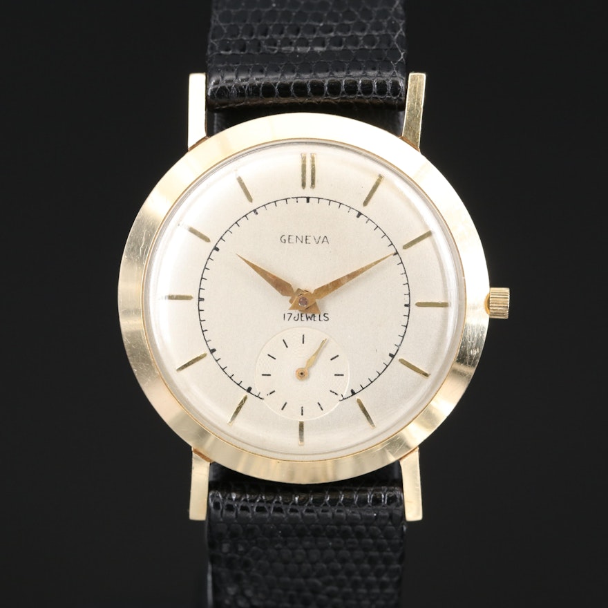 Vintage Geneva 14K Yellow Gold Stem Wind Wristwatch
