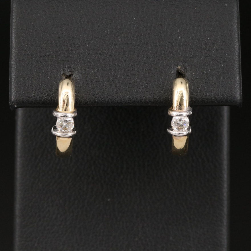 14K 0.18 CTW Diamond J Hoop Earrings