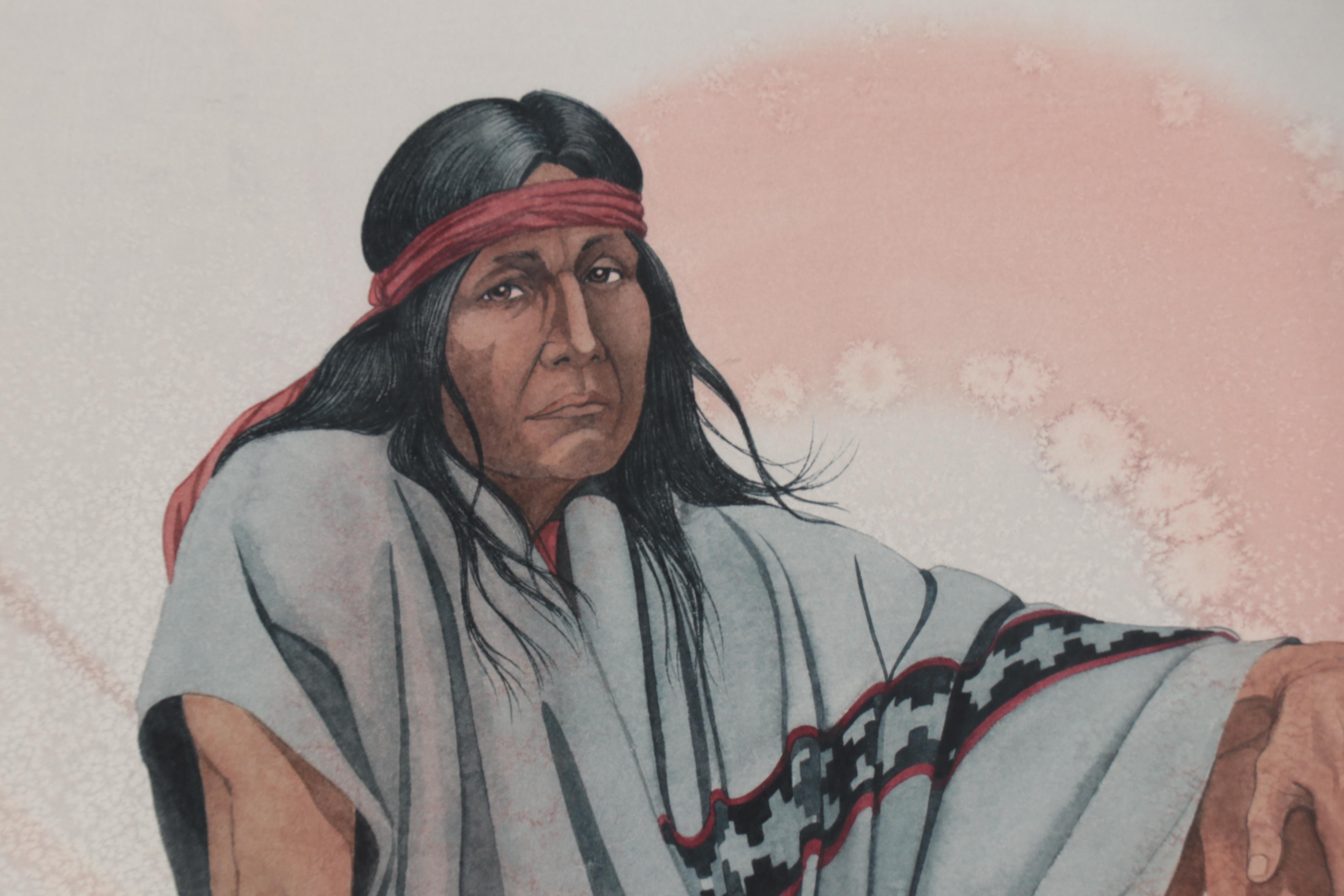 Arthur Armstrong Watercolor Painting of Native American Figure