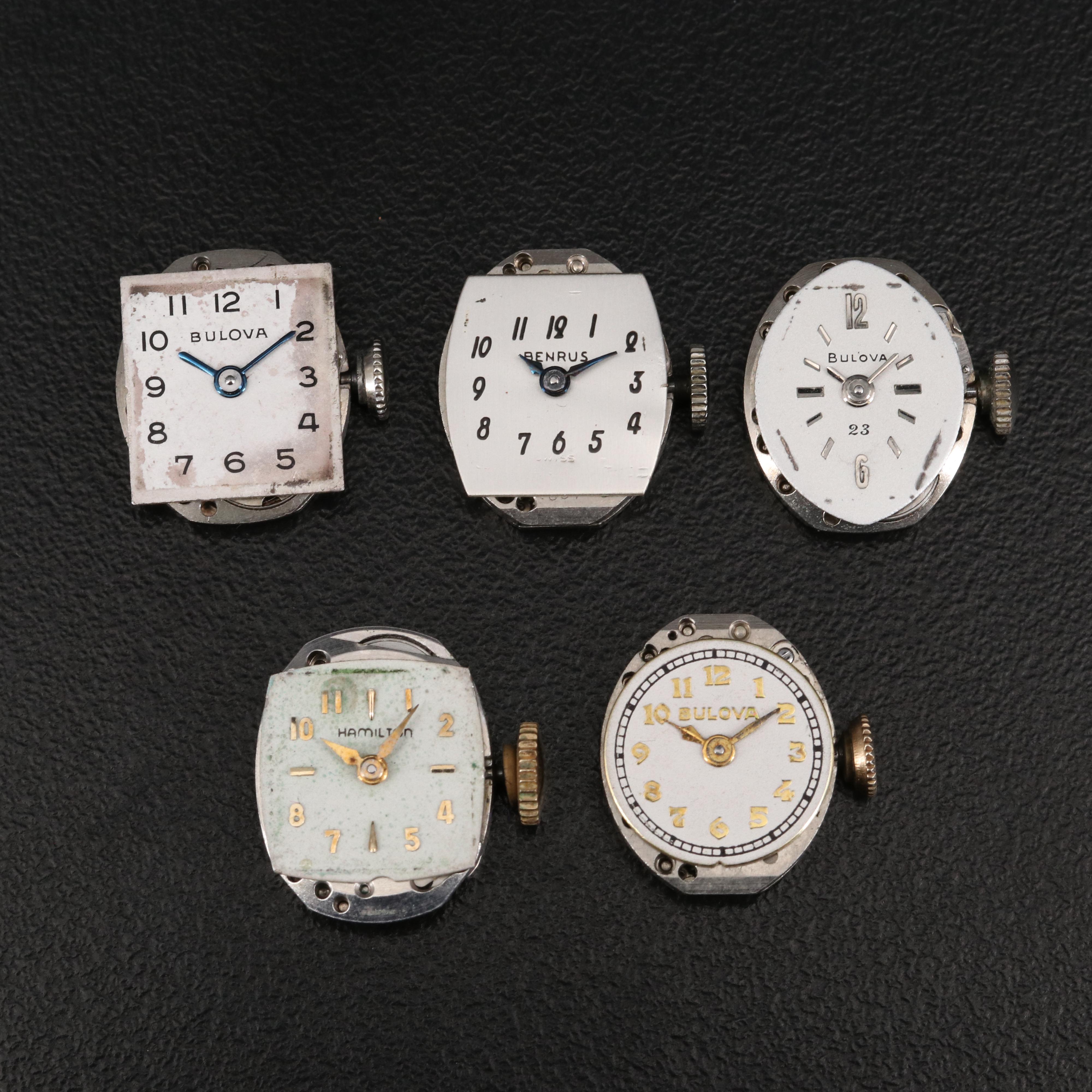 Stem Wind Watch Movements Including Omega, Bulova and Hamilton