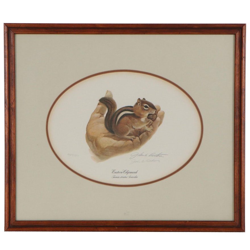 John A. Ruthven Offset Lithograph "Eastern Chipmunk," Late 20th Century