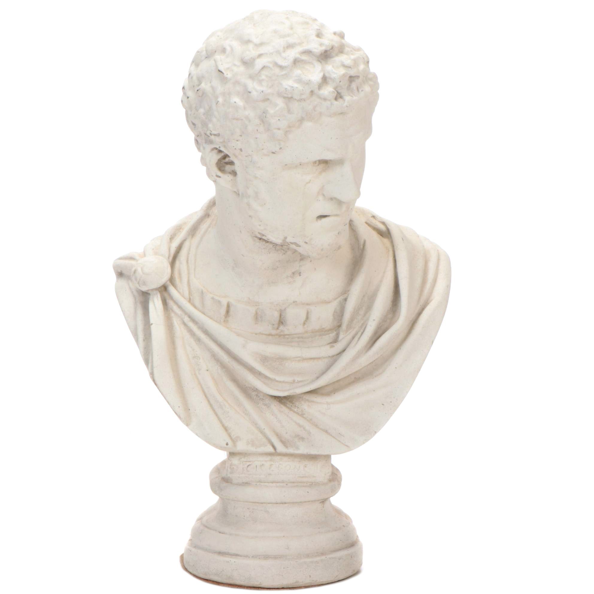 Plaster Cast Sculpture of Caracalla Bust, Mid-Late 20th Century